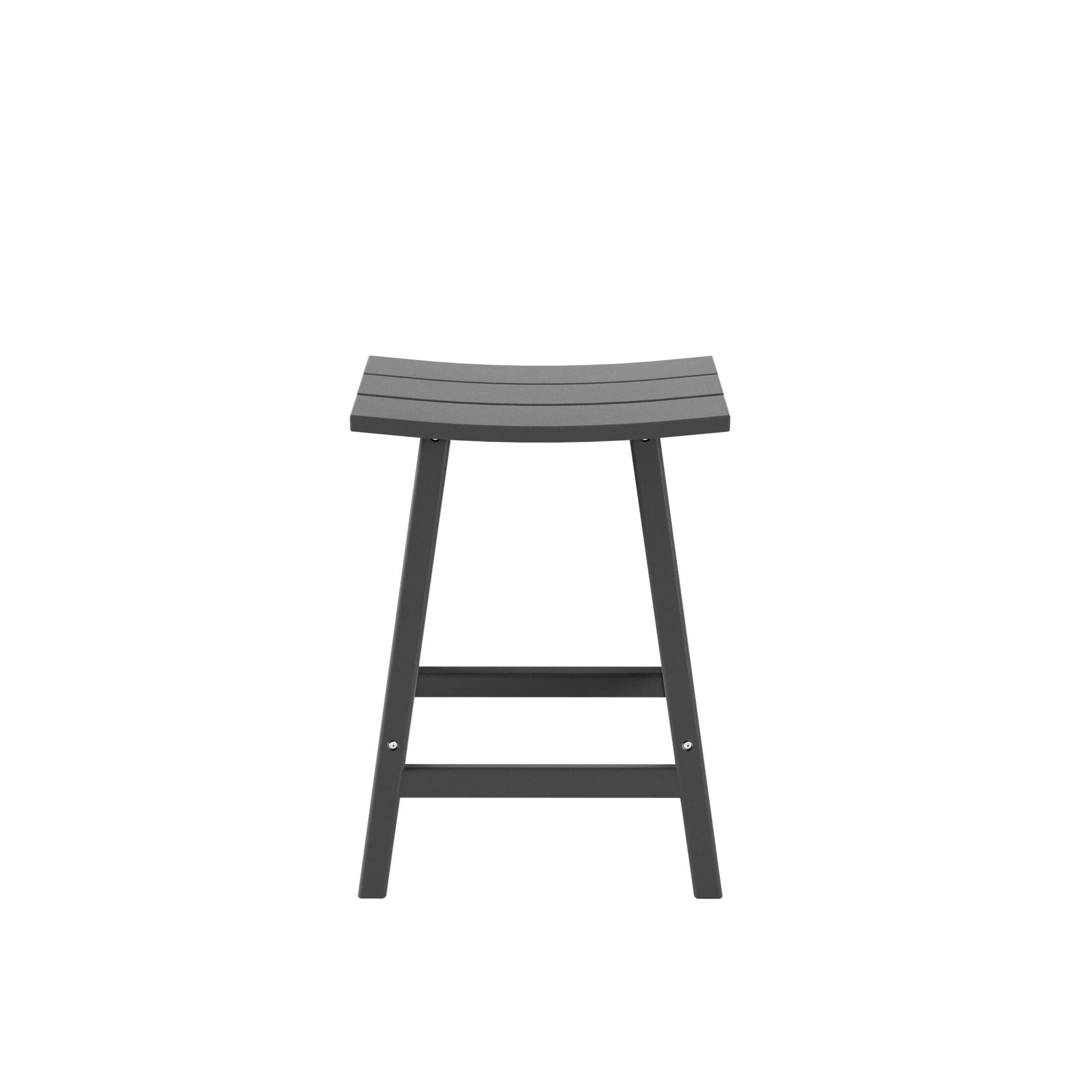 Polytrends Laguna Hdpe All Weather Outdoor Patio 24" Saddle Seat Counter Stool (Set Of 2) Gray