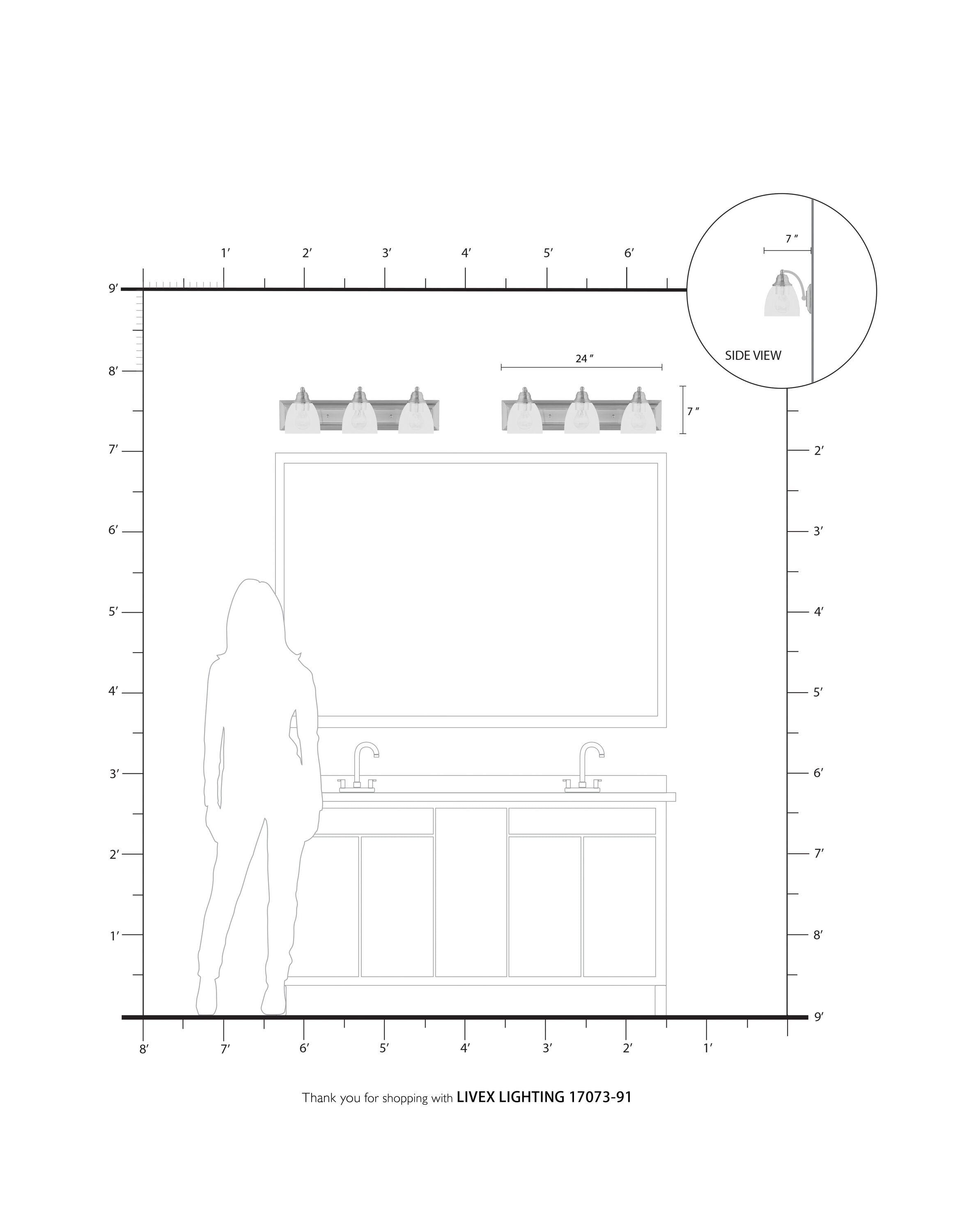 Livex Lighting - Birmingham - 3 Light Bath Vanity in New Traditional Style - 24