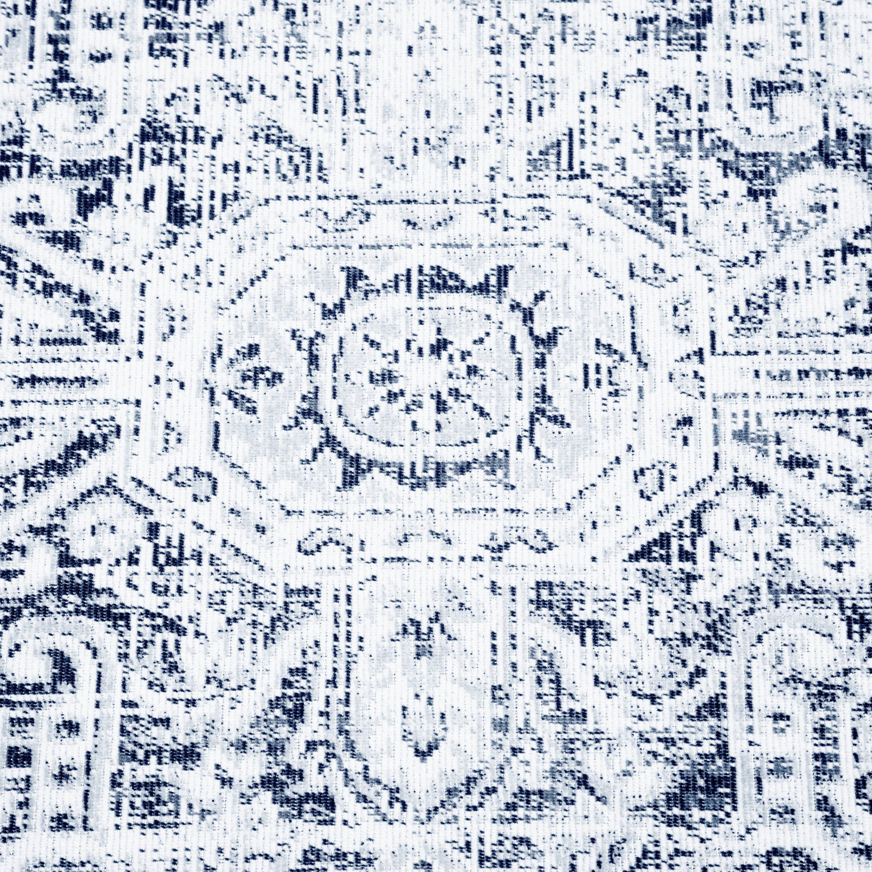 Nicole Miller Nicole Miller New York Patio Sofia Medallion Indoor/Outdoor Area Rug, Navy Blue/Aqua