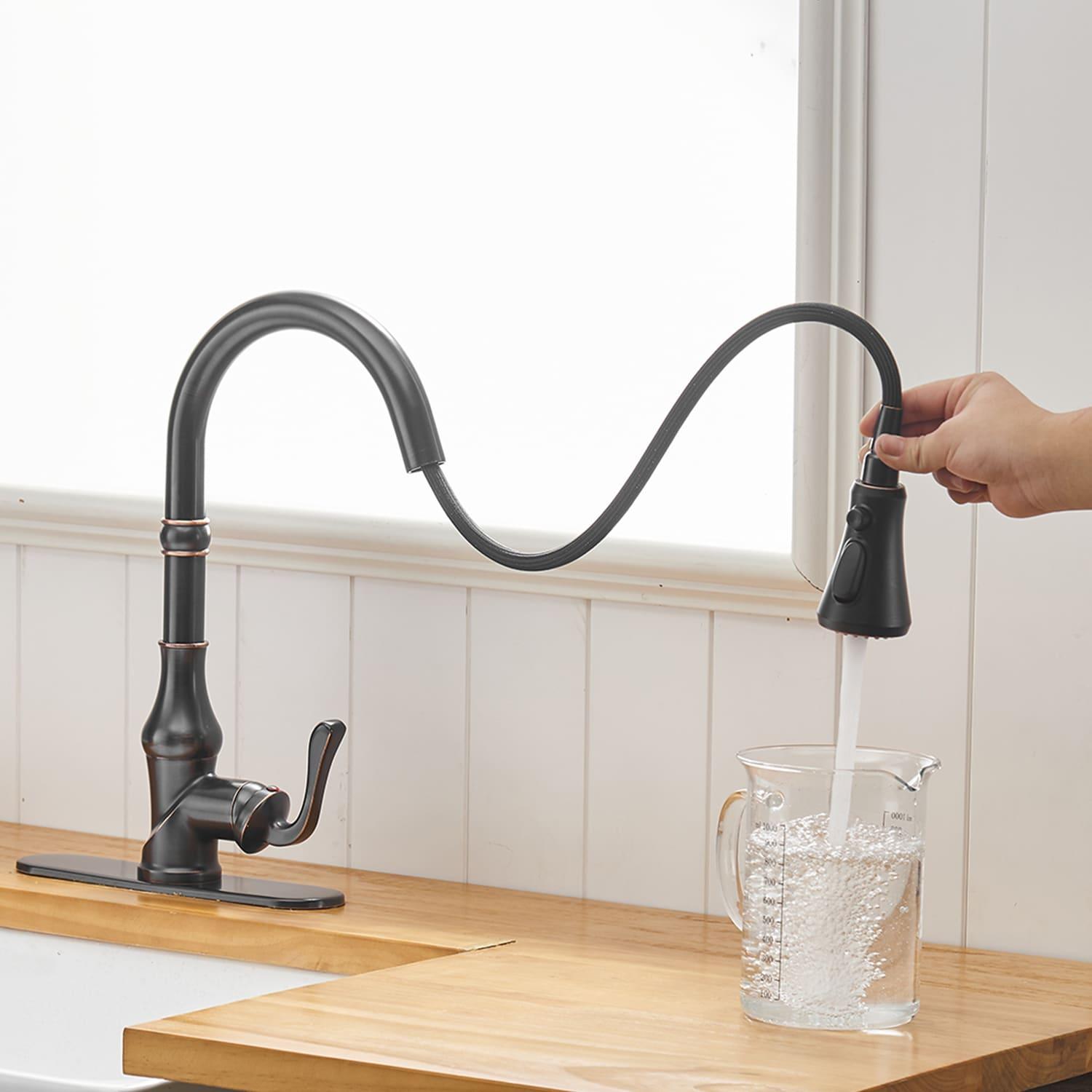 Oil-Rubbed Bronze Pull-Down Kitchen Faucet with Spray