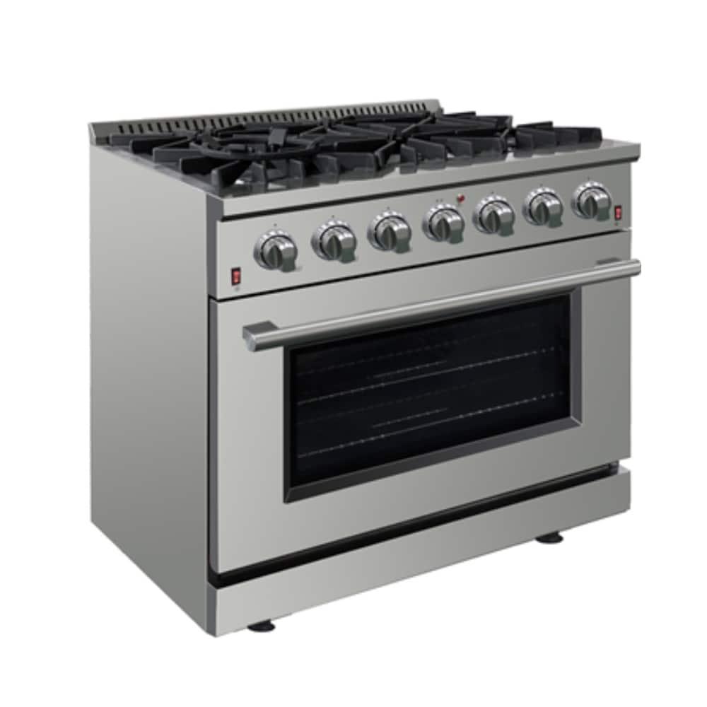 Galiano 36-inch Dual Fuel Range Stainless Steel, 6 Burners, 5.36 cu.ft. True Convection Oven