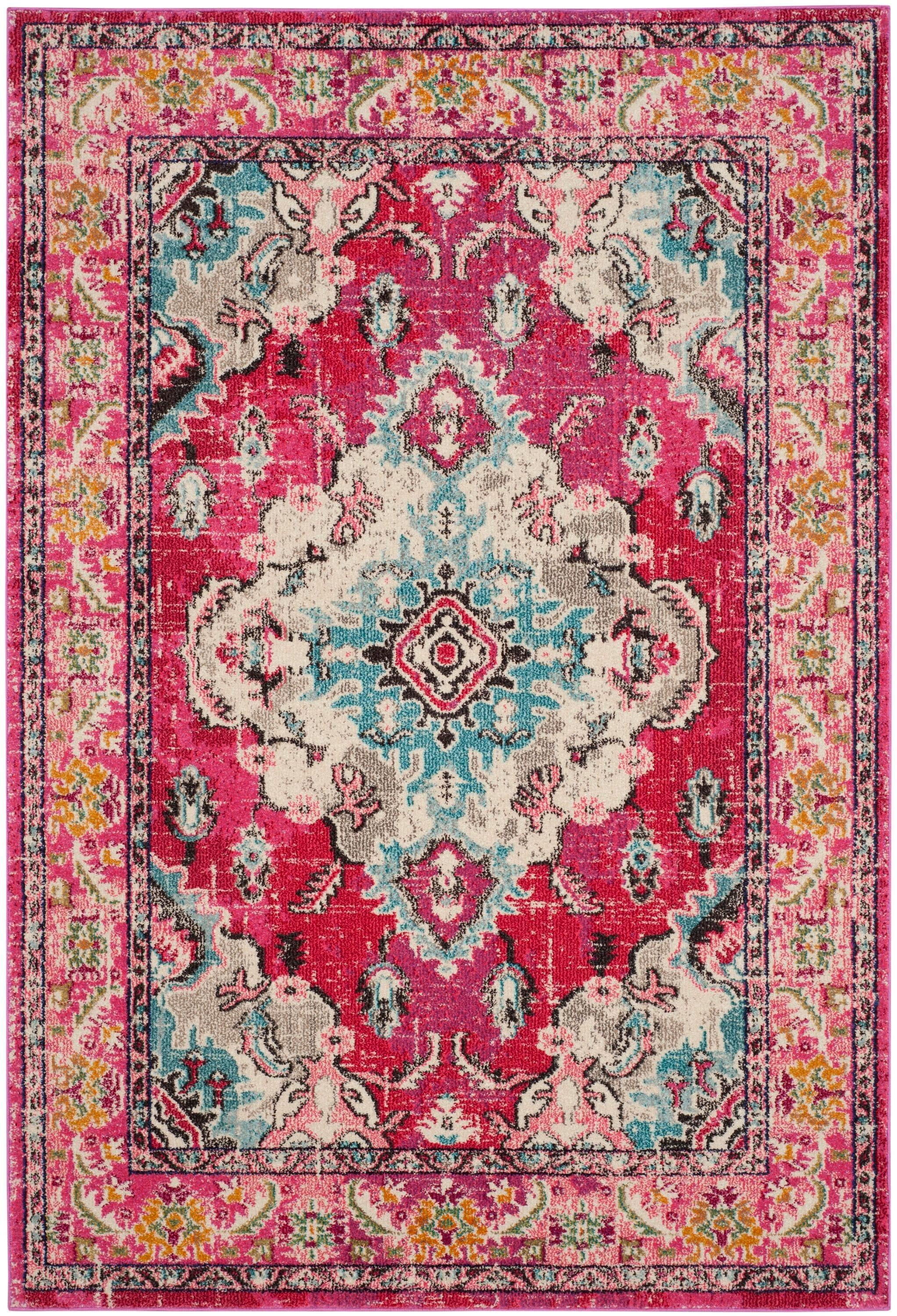 Monaco MNC243 Power Loomed Indoor Area Rug - Pink/Multi - 6'7"x9'2" - Safavieh.