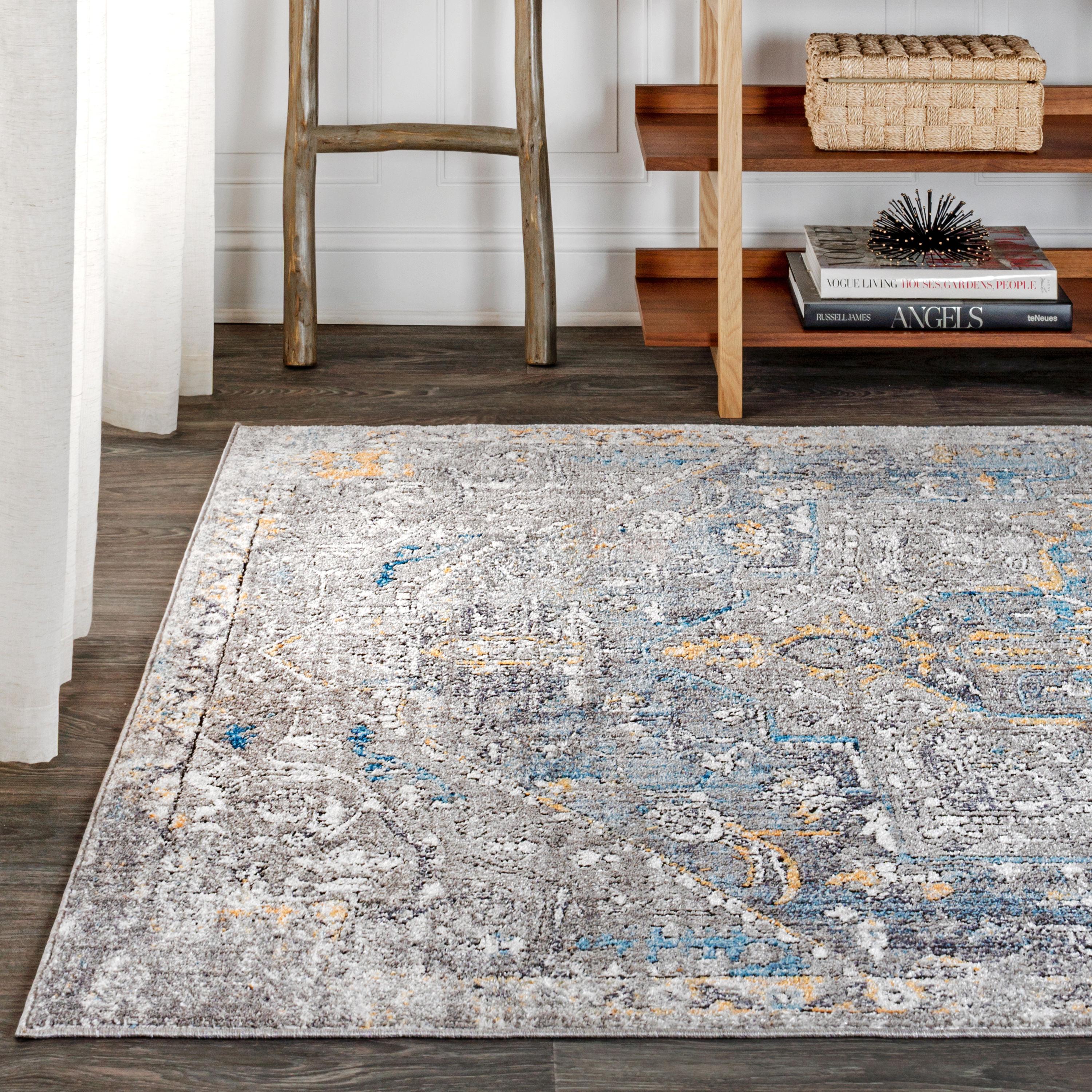 4'x6' Izmir Vintage Medallion Area Rug, Gray/Mustard/Turquoise - JONATHAN Y
