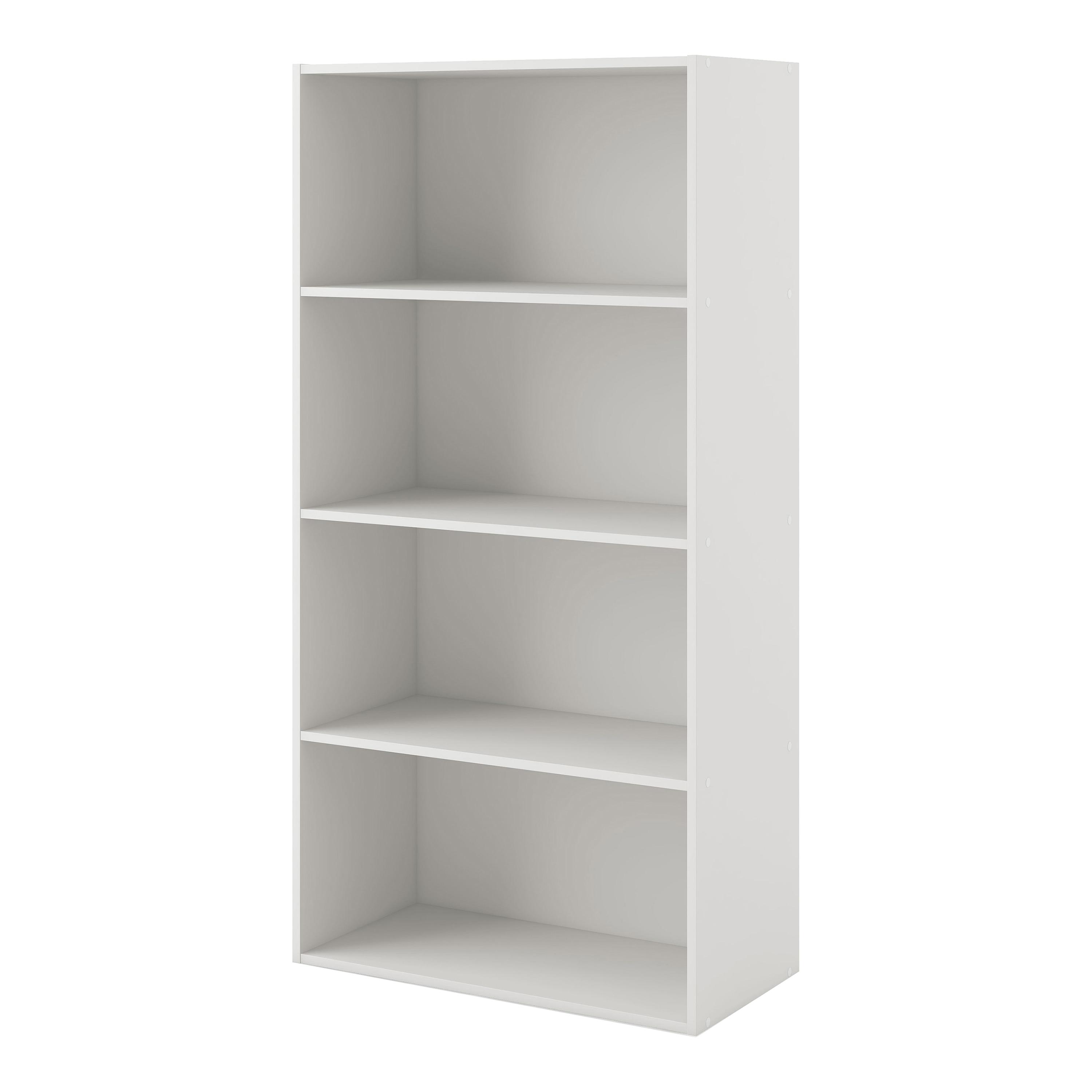 24/7 Shop At Home 46.9" Silkpath Modern 4 Tier Stackable and Modular Bookcase White: Modular Organizer, Open Shelving
