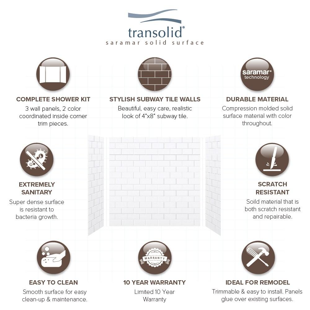 Transolid SaraMar 60'' W 36'' D 60'' H Glue Up Solid Surface Wall