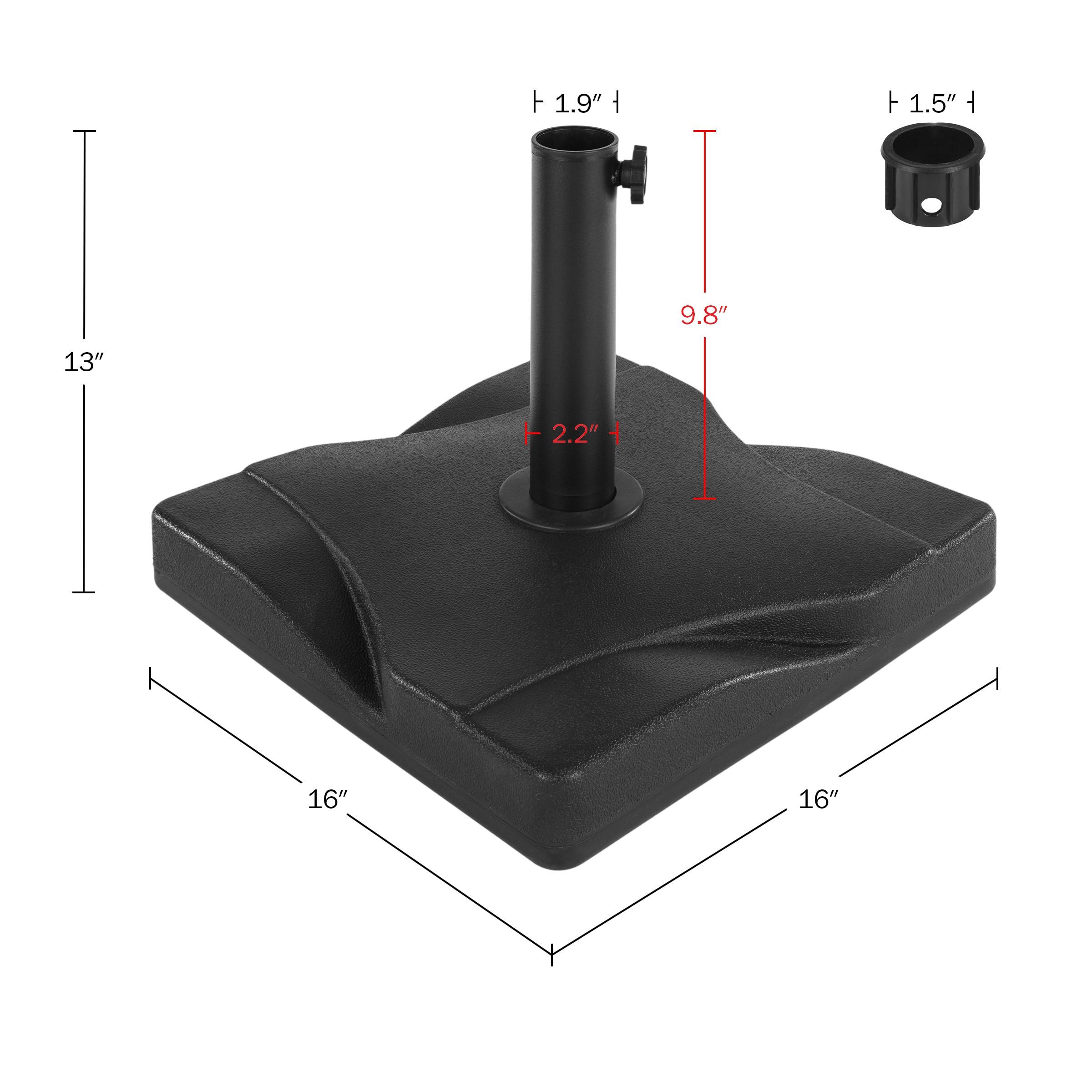 Pure Garden Outdoor Patio Umbrella Base Black