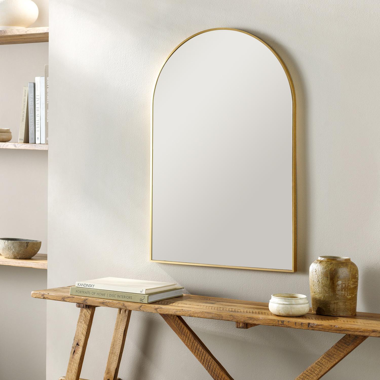 Aranya Rectangular Wood Silver and Gold Bathroom Vanity Mirror