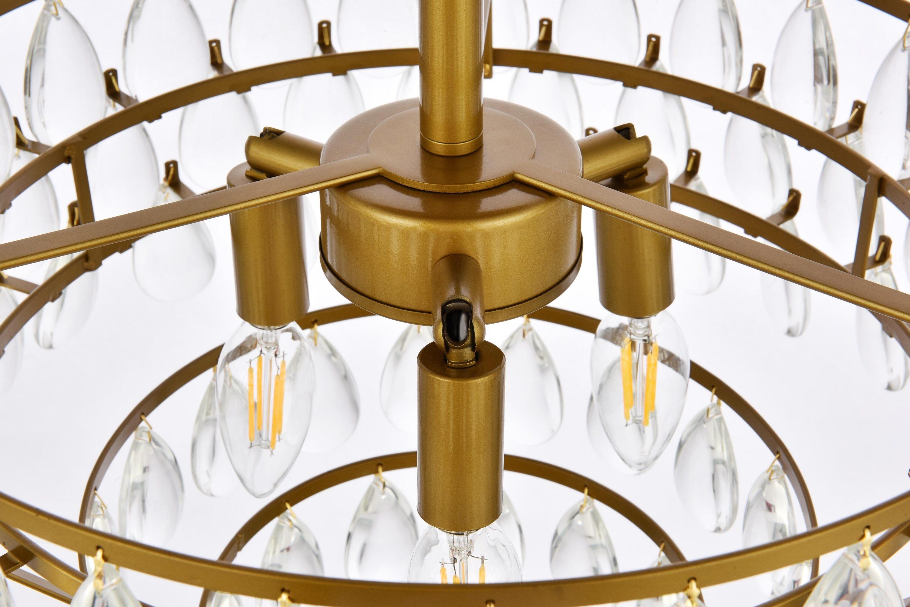 Elegant Lighting Mila 16 inch flush mount in brass