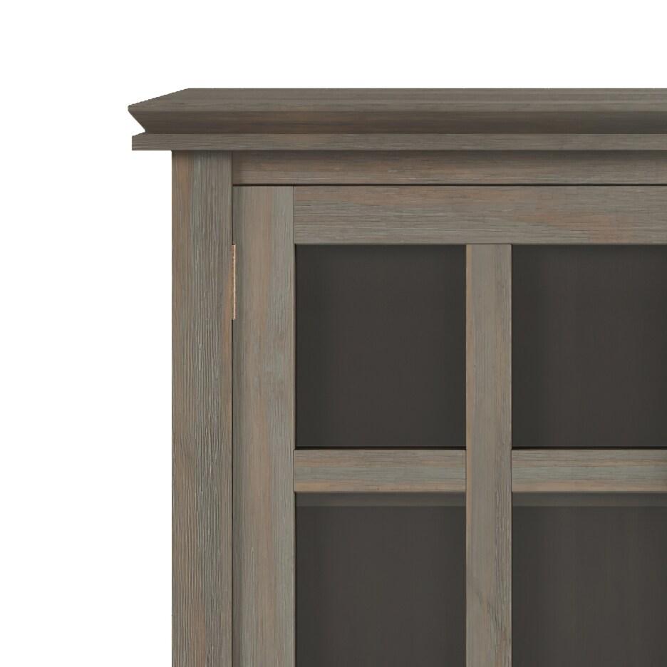 Simpli Home Artisan 38"W Solid Wood 4-Shelf Medium Storage Cabinet with Glass Doors and Adjustable Shelves