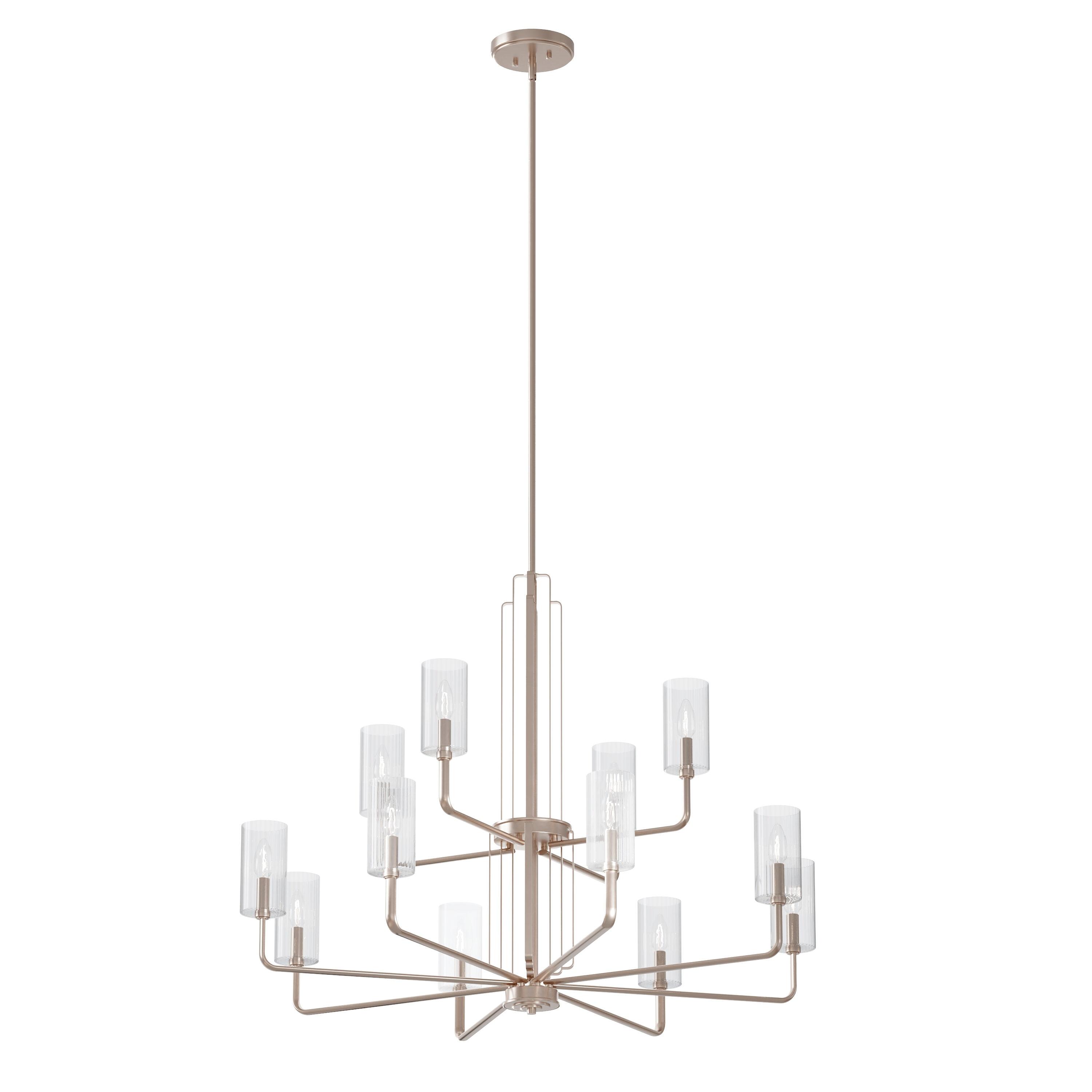 Kimrose™ 12 Light Chandelier with Clear Fluted Glass Brushed Natural Brass