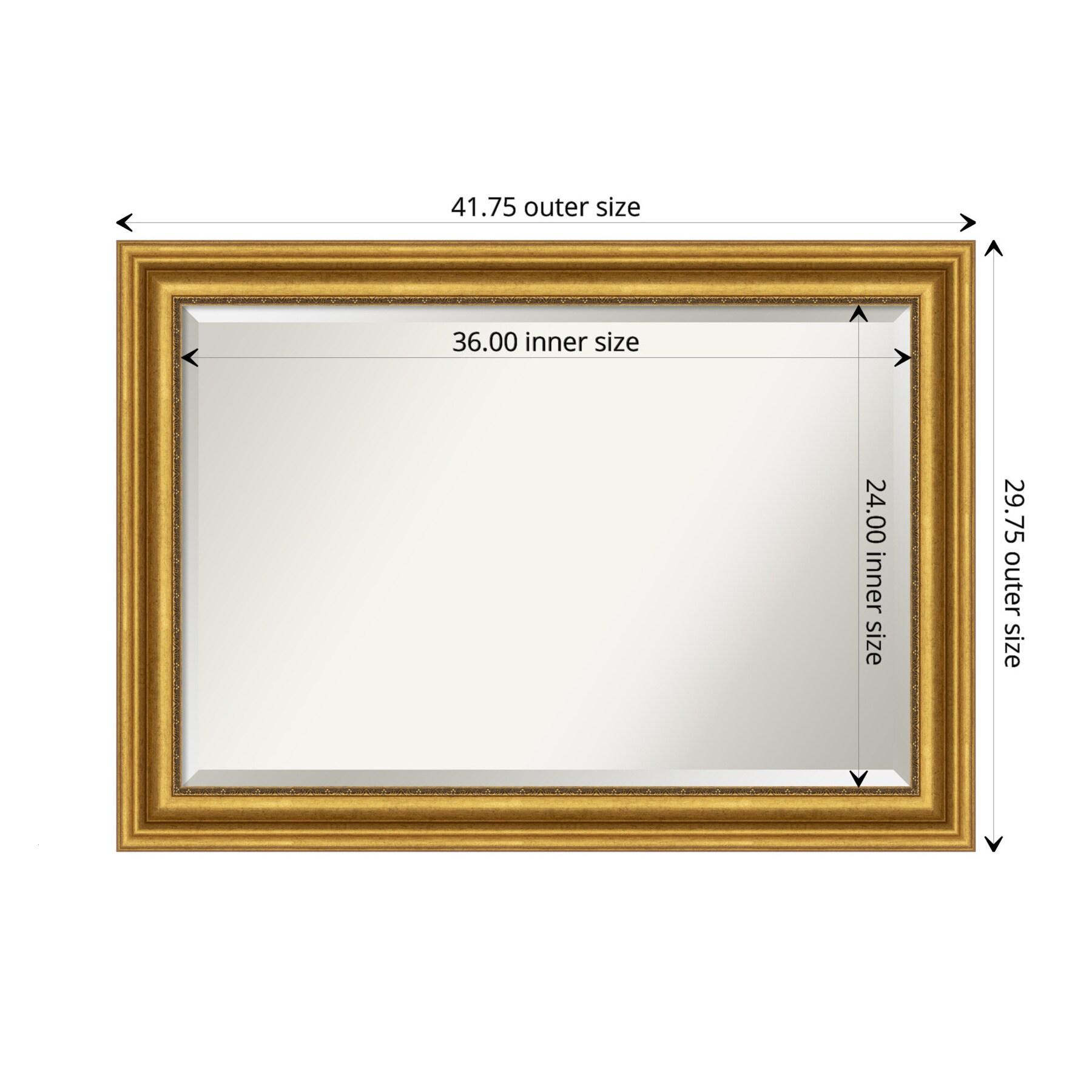 42"x30" Non-Beveled Parlor Gold Wall Mirror - Amanti Art: Modern Rectangle, Polystyrene Frame