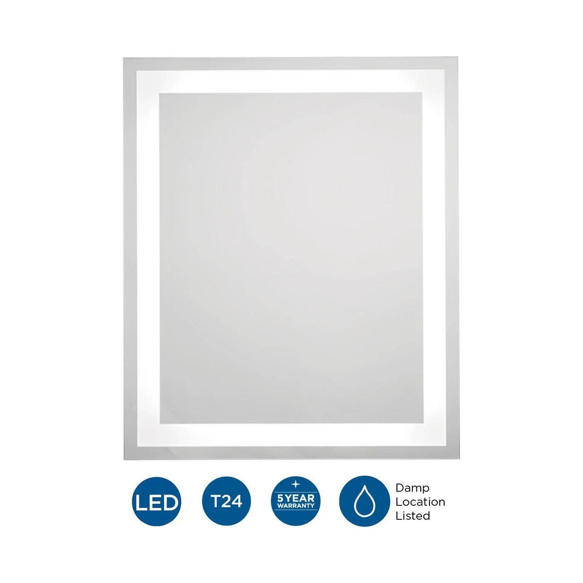 Progress Lighting Captarent 1-Light LED Illuminated Bathroom Mirror, White, Frosted LED Shade