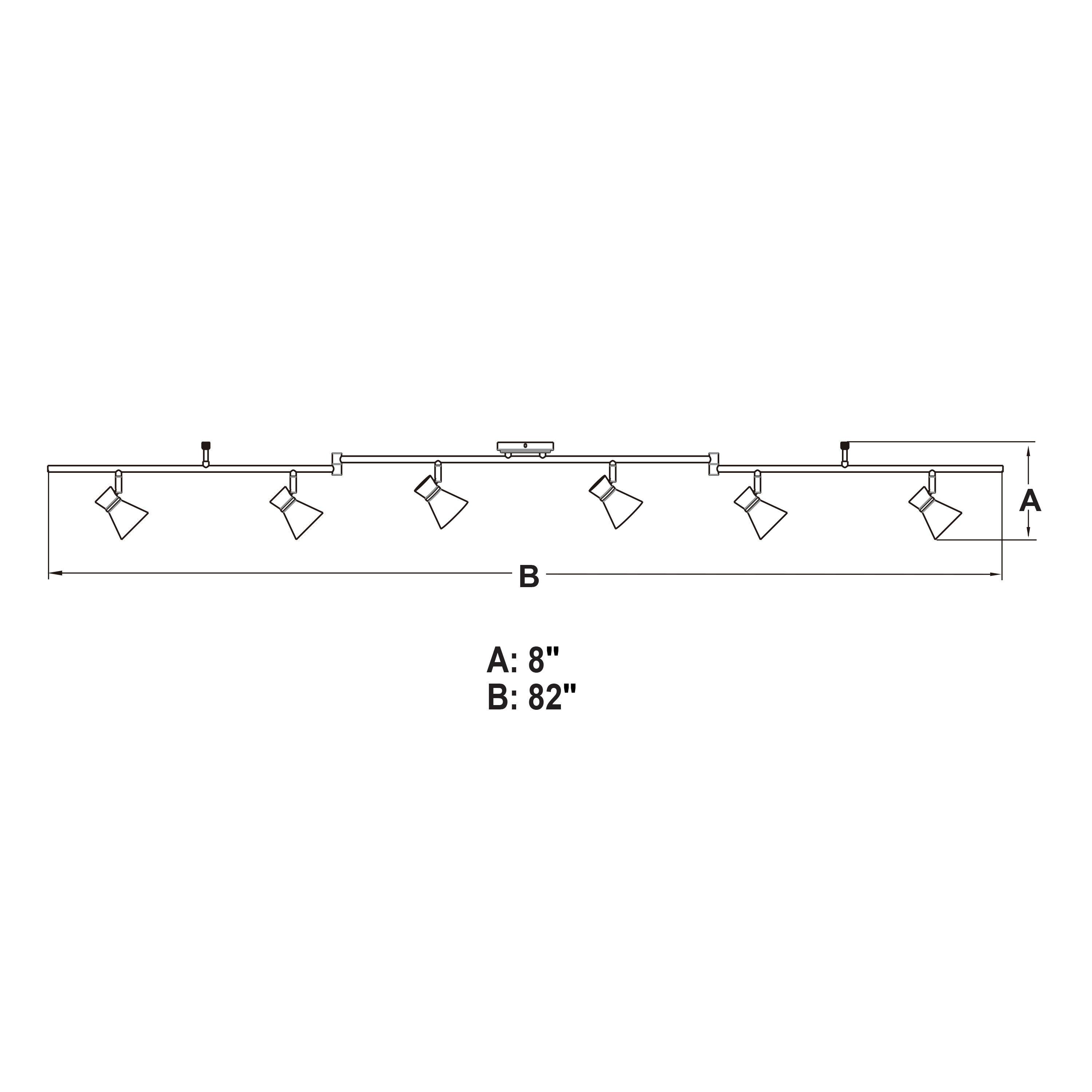 Alto 6 Light LED Matte Black with Gold Satin Brass Accents Mid-Century Modern Swing Arm Directional Ceiling Spot Fixture with Metal Shades