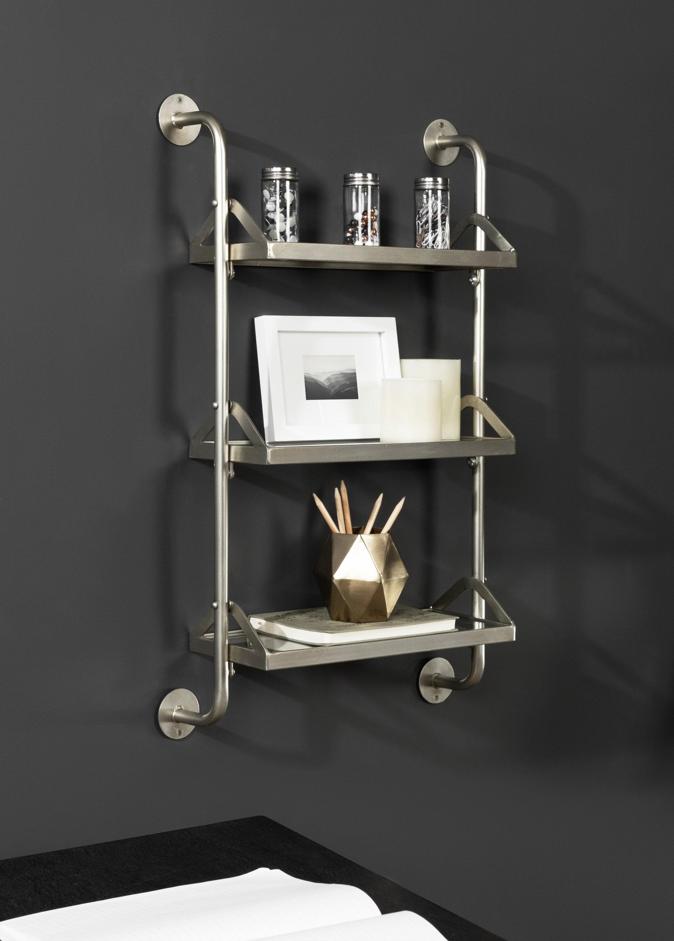 Kate & Laurel All Things Decor 18"x30" Marit Three-Tier Wall Shelf Silver