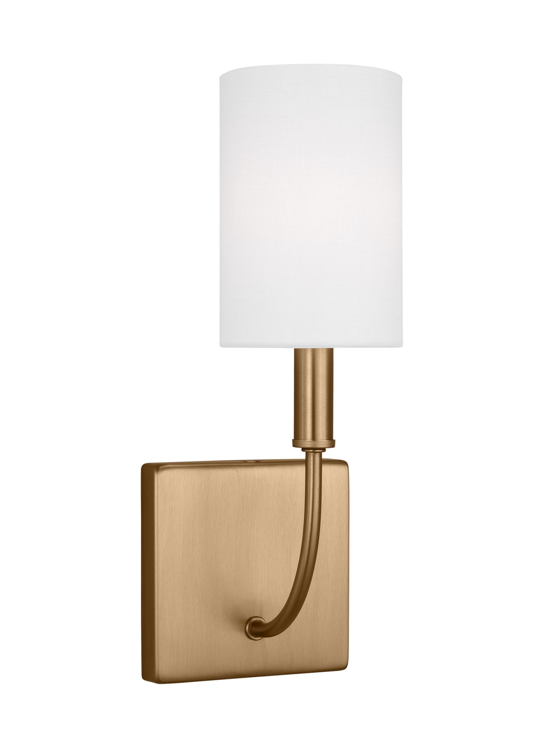 Greenwich Satin Brass Dimmable Cylinder Wall Sconce with Linen Shade