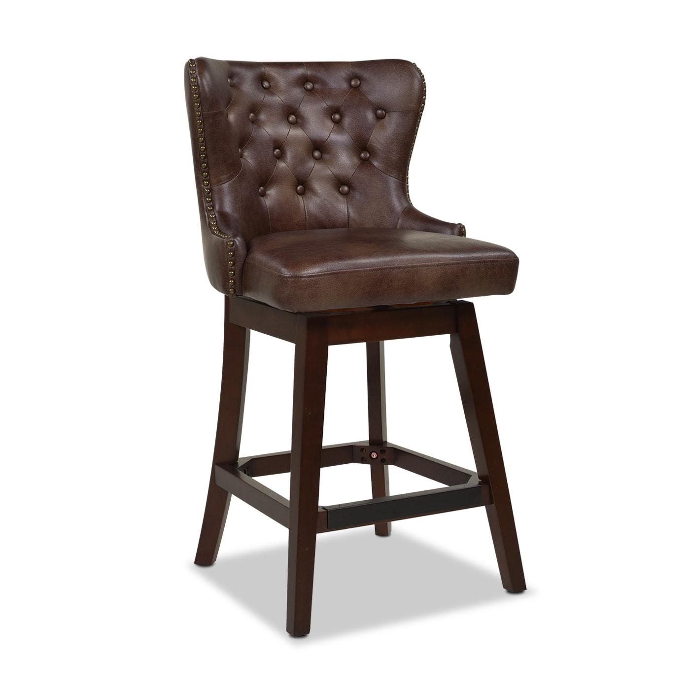 Holmes Tufted High-Back 360 Swivel Counter-Height Barstool Mid Brown