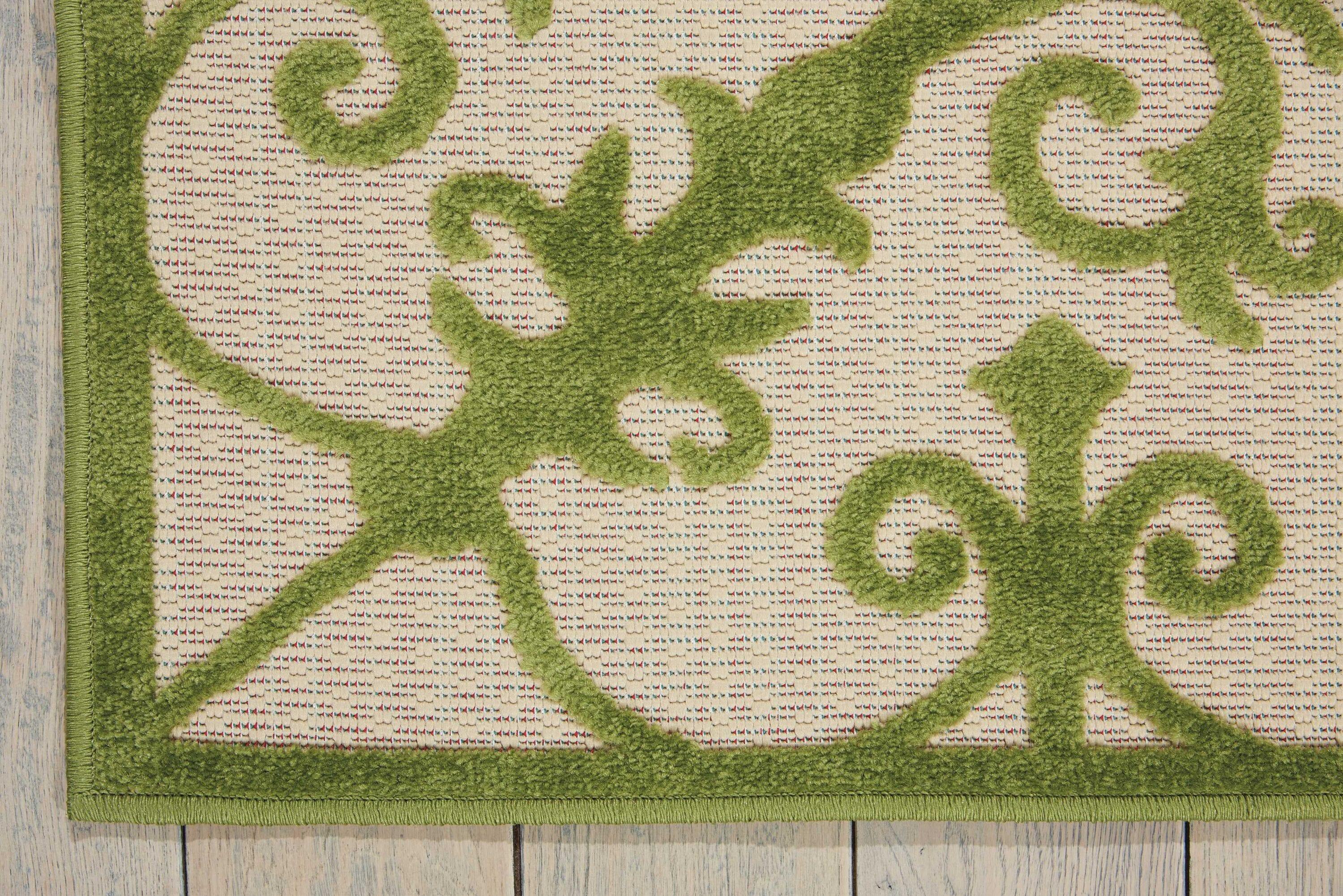 Nourison Aloha Medallion Flatweave High-Low Indoor Outdoor Area Rug Green 3'6" x 5'6"