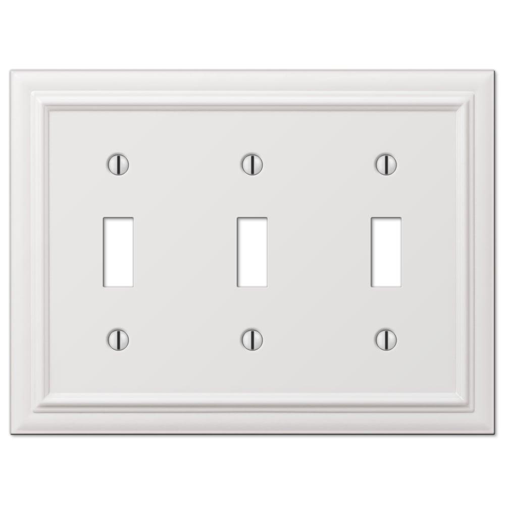 Amerelle 94TTTW Continental Wallplate, 3 Toggle, Cast Metal, White, 1-Pack