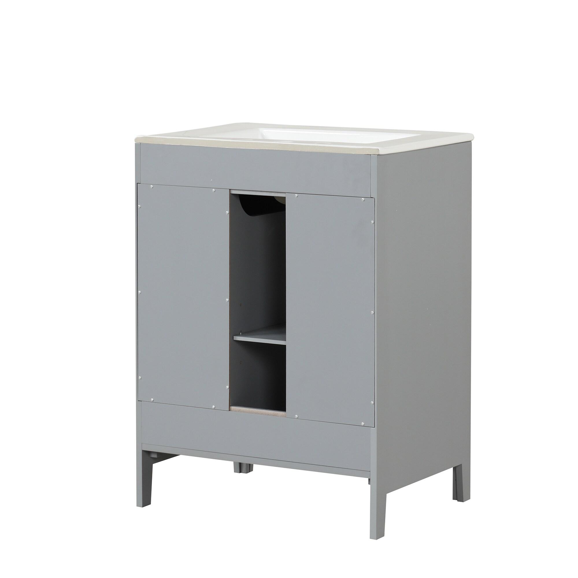 Tryimagine 24" Bathroom Vanity With Sink, Bathroom Vanity Cabinet With Two Drawers And Door, Adjustable Shelf, Solid Wood And MDF