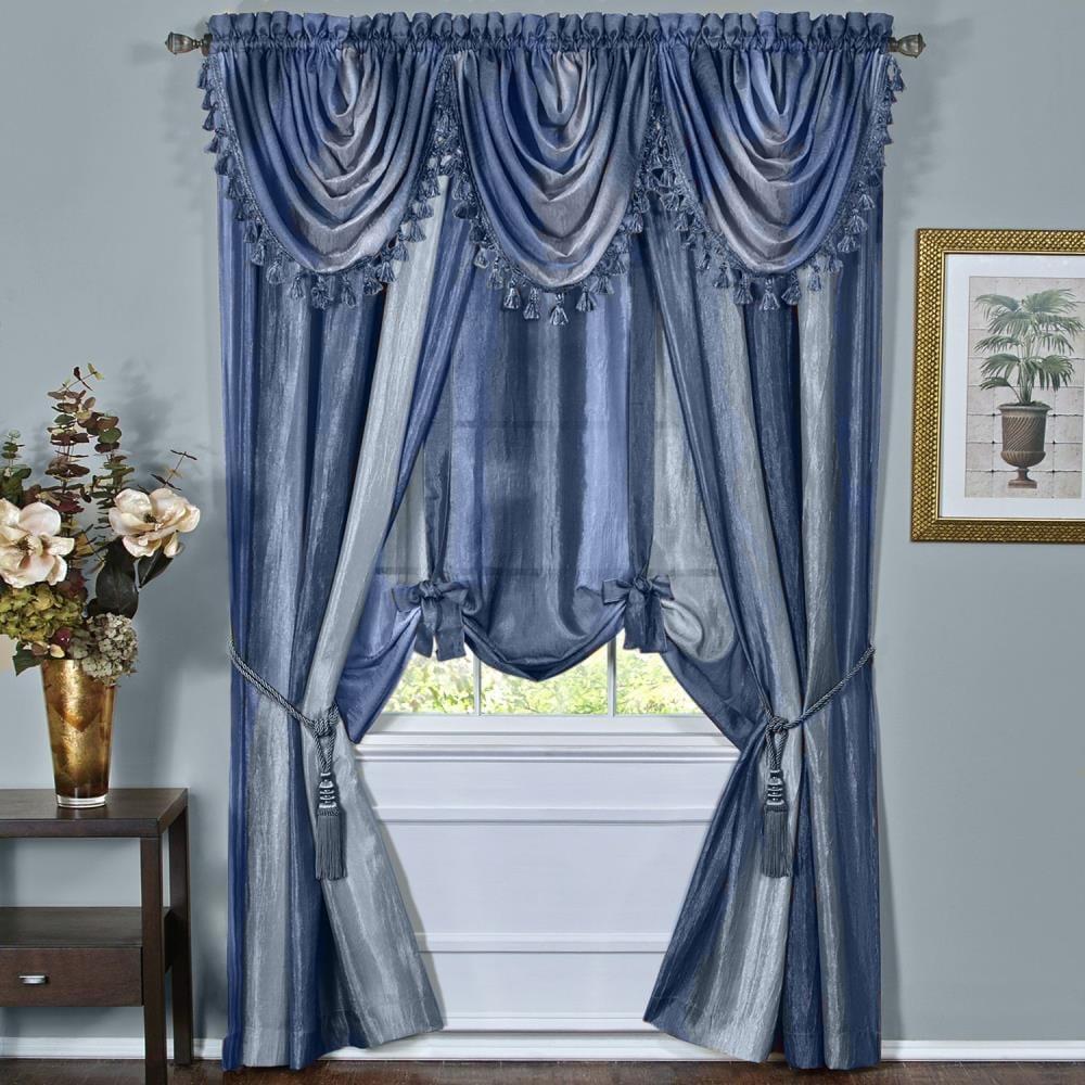 Achim Ombre Polyester Light Filtering Waterfall Valance, Blue, 46" x 42"