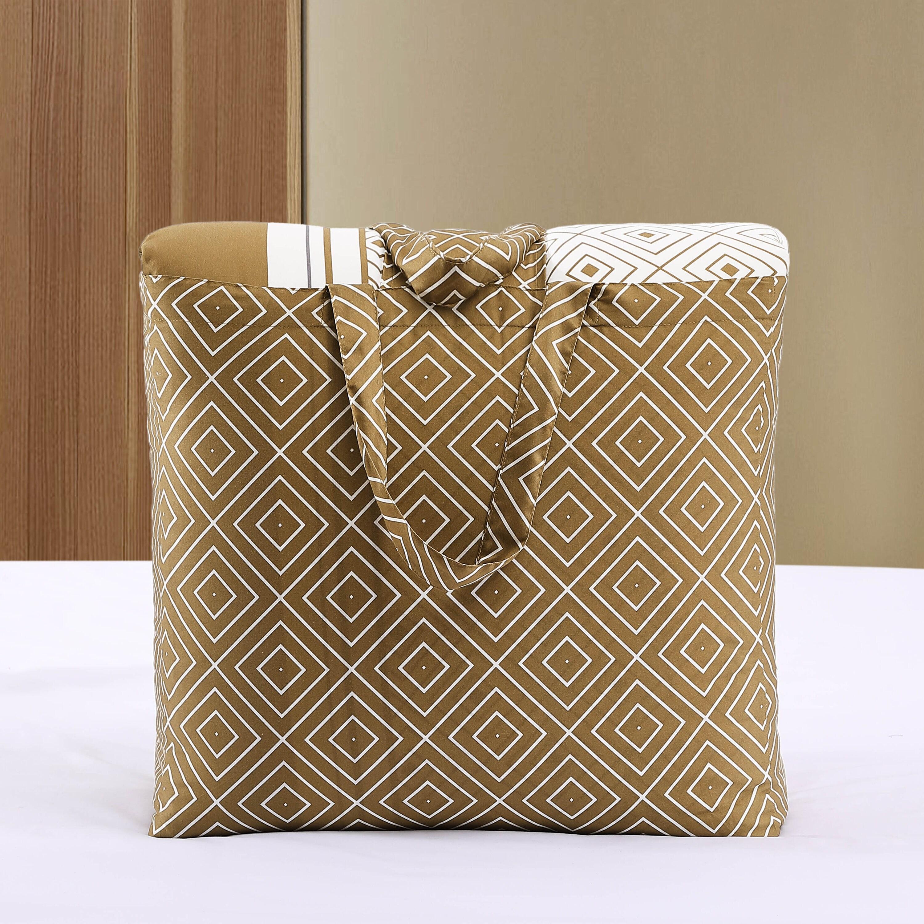 BeBeJan Bebejan Geometric Latte 100% Cotton Sateen   Reversible Comforter Set