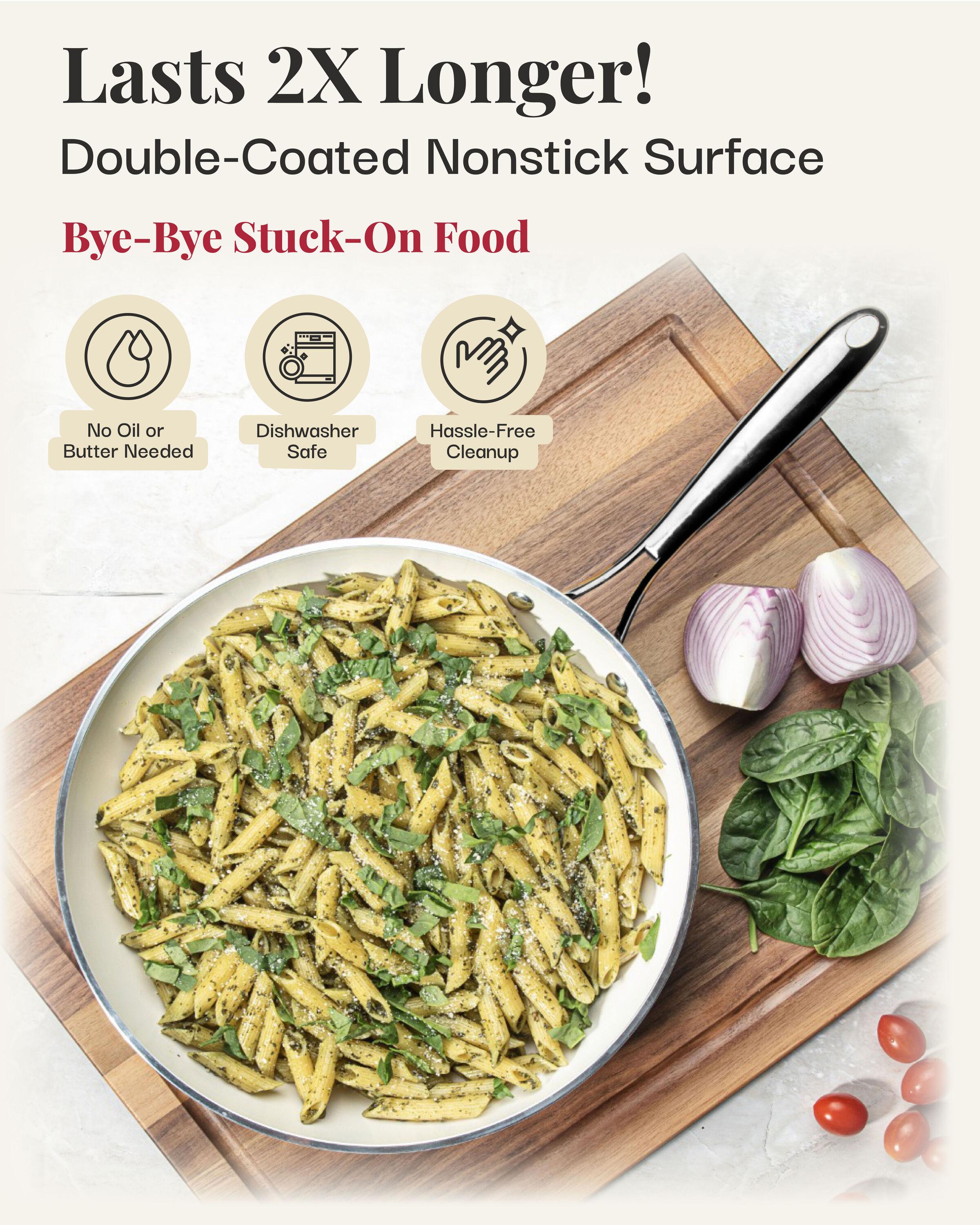 Gotham Steel Gotham Steel Naturals Cream Ultra Nonstick Ceramic 5.5 Qt Jumbo Cooker Pan with Lid