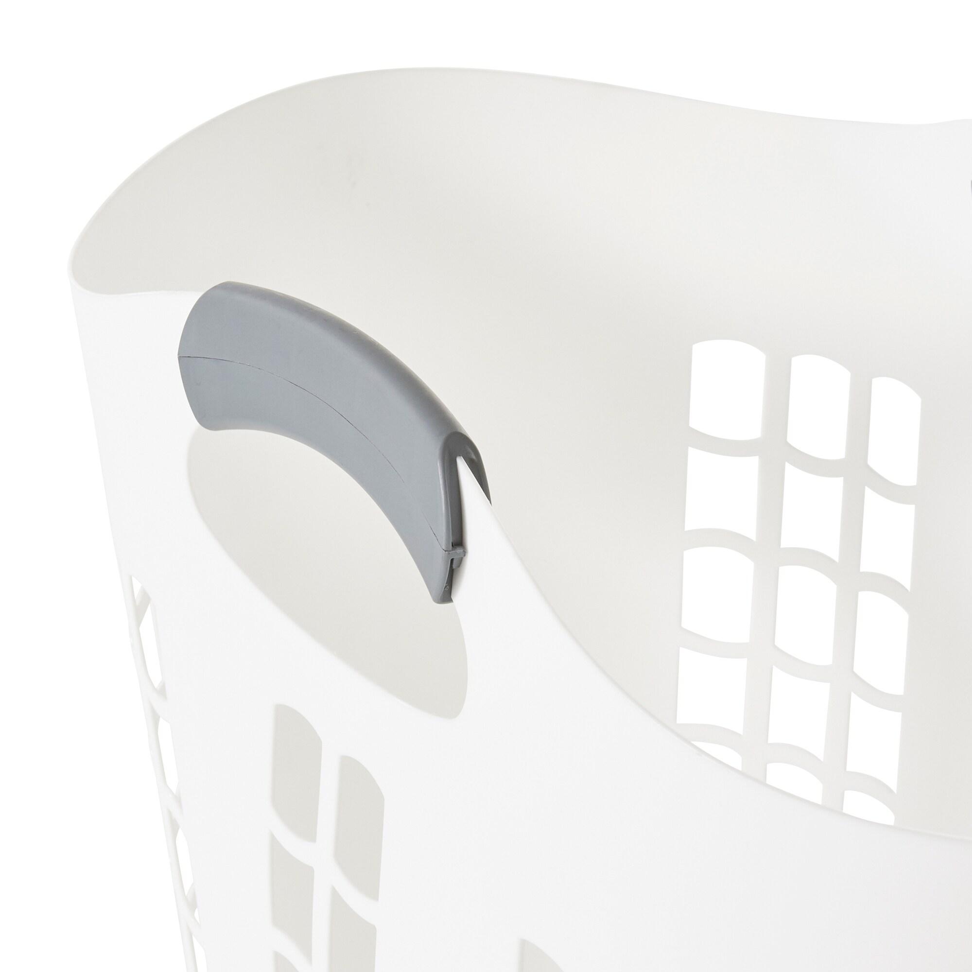 Gracious Living Gracious Living Easy Carry Flex 87 L Plastic Laundry Hamper, White (2 Pack) (Set of 2)