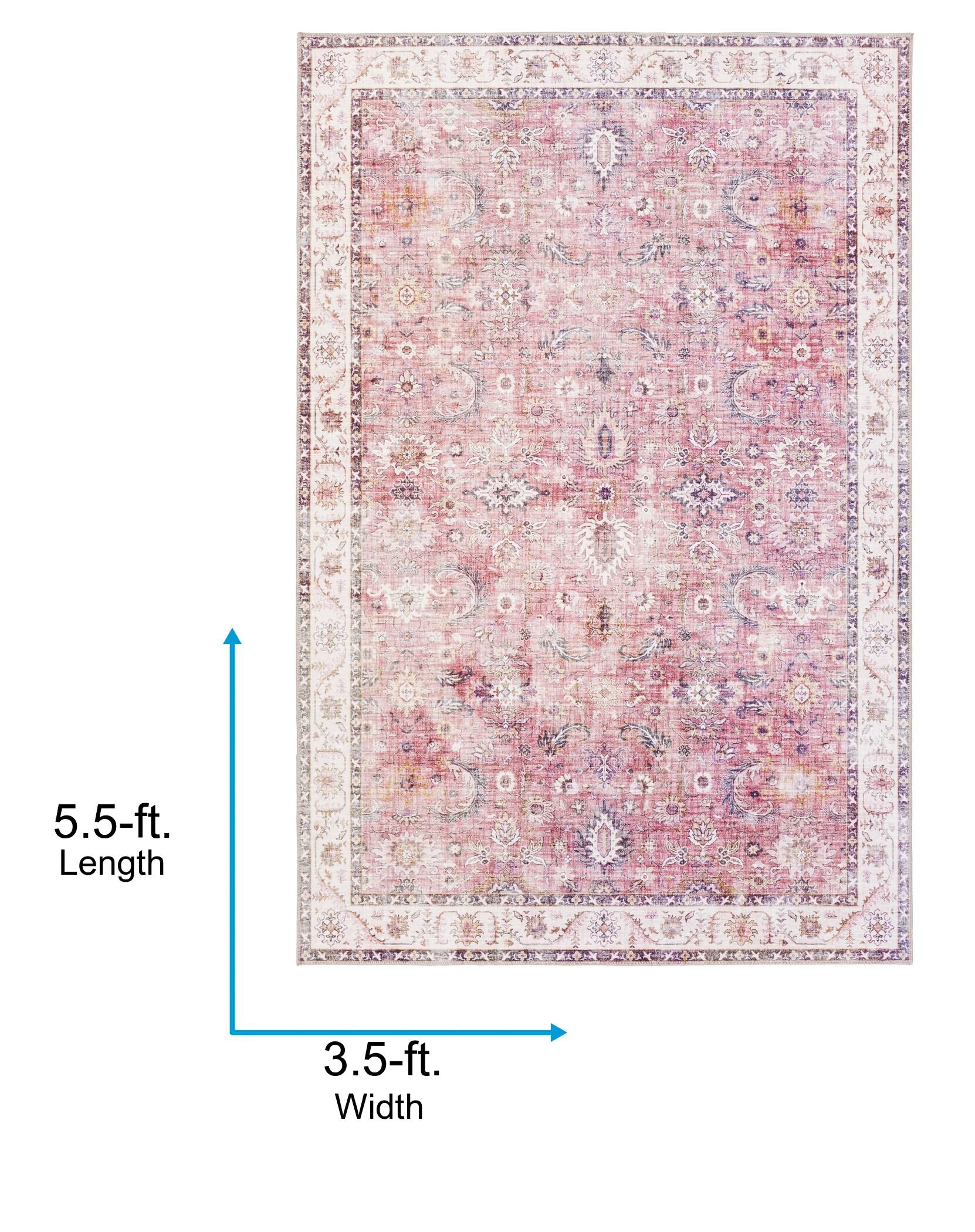 Elegant Ivory Synthetic 3'6" x 5'6" Easy-Care Rug