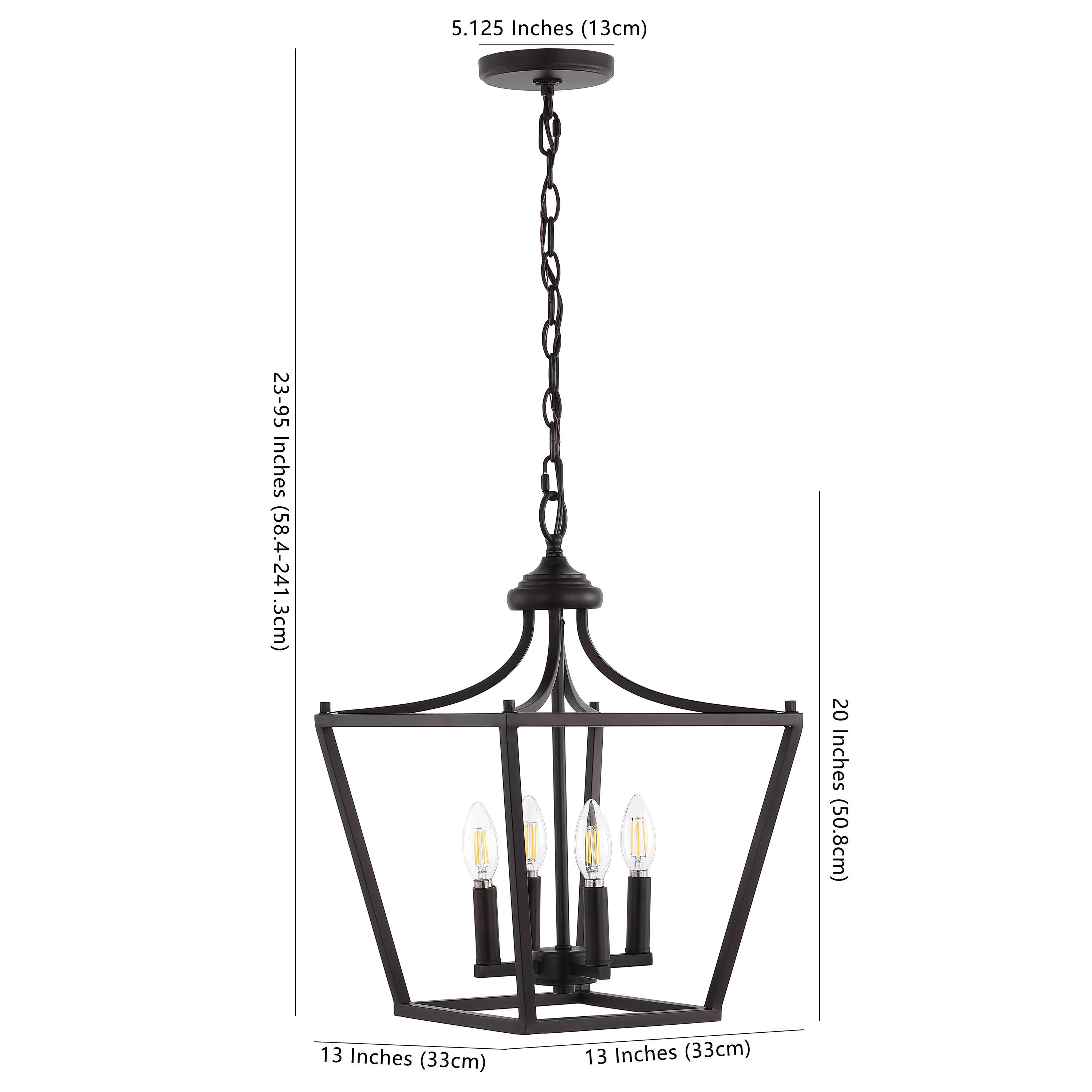 Camden 13" 4-Light Iron Classic Midcentury Pendant Lantern, Oil Rubbed Bronze