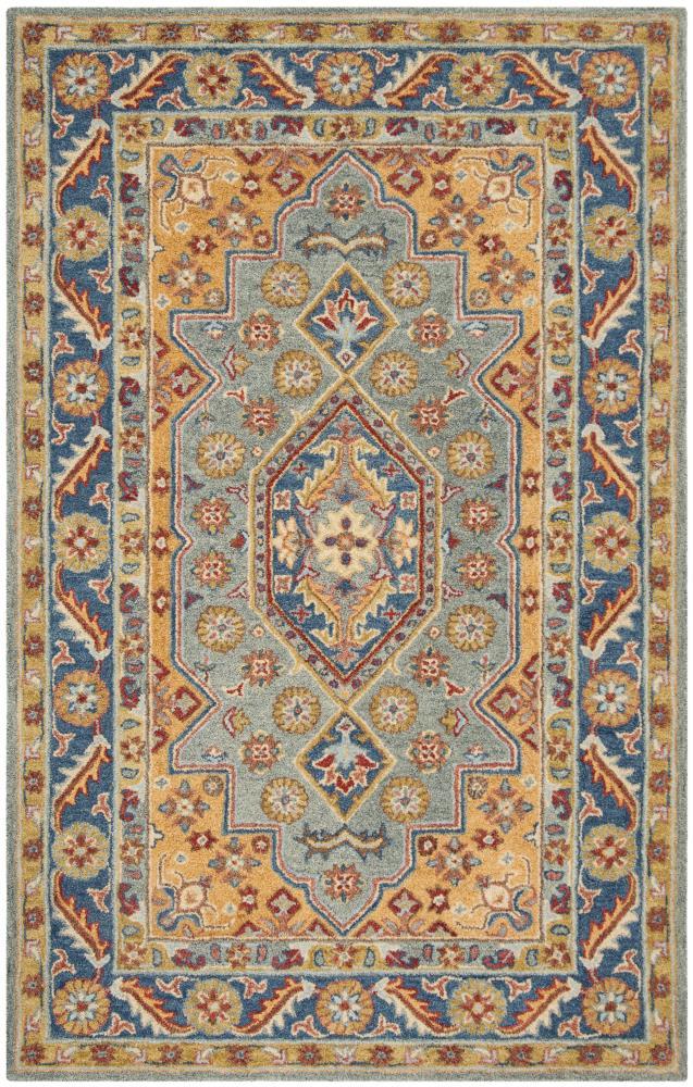 Antiquity AT504 Hand Tufted Area Rug - Blue/Gold - 6'x9' - Safavieh.