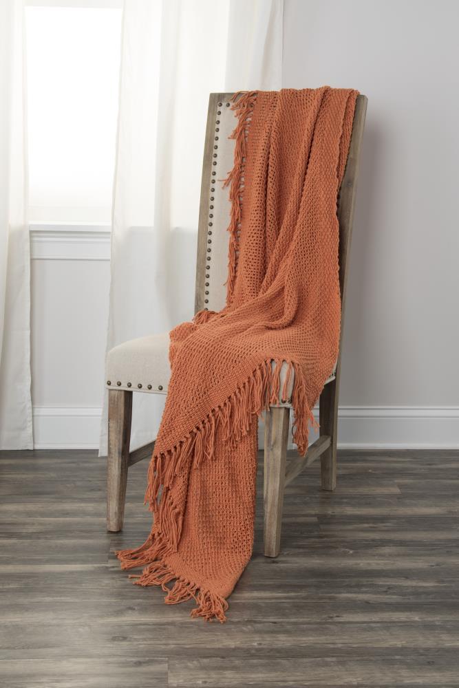 Rizzy Home 50" x 60" Woven Cotton Throw in Orange