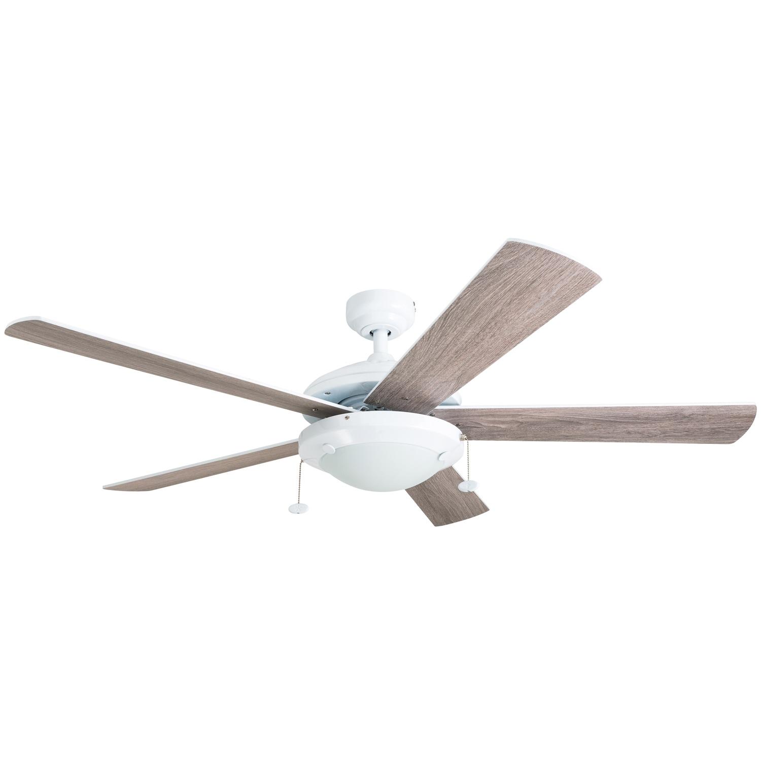 Prominence Home Bolivar 52" White Ceiling Fan with 5 Blades, Integrated LED Light Kit, Pull Chains & Reverse Airflow