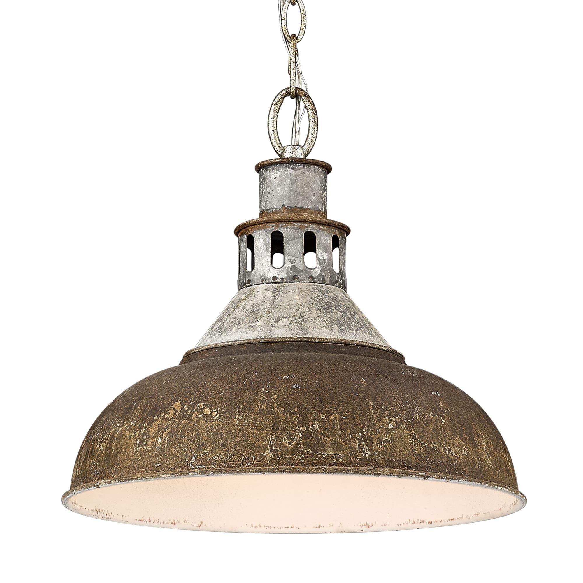 Golden Lighting Kinsley 1-Light Pendant in Aged Galvanized Steel with Antique Rust