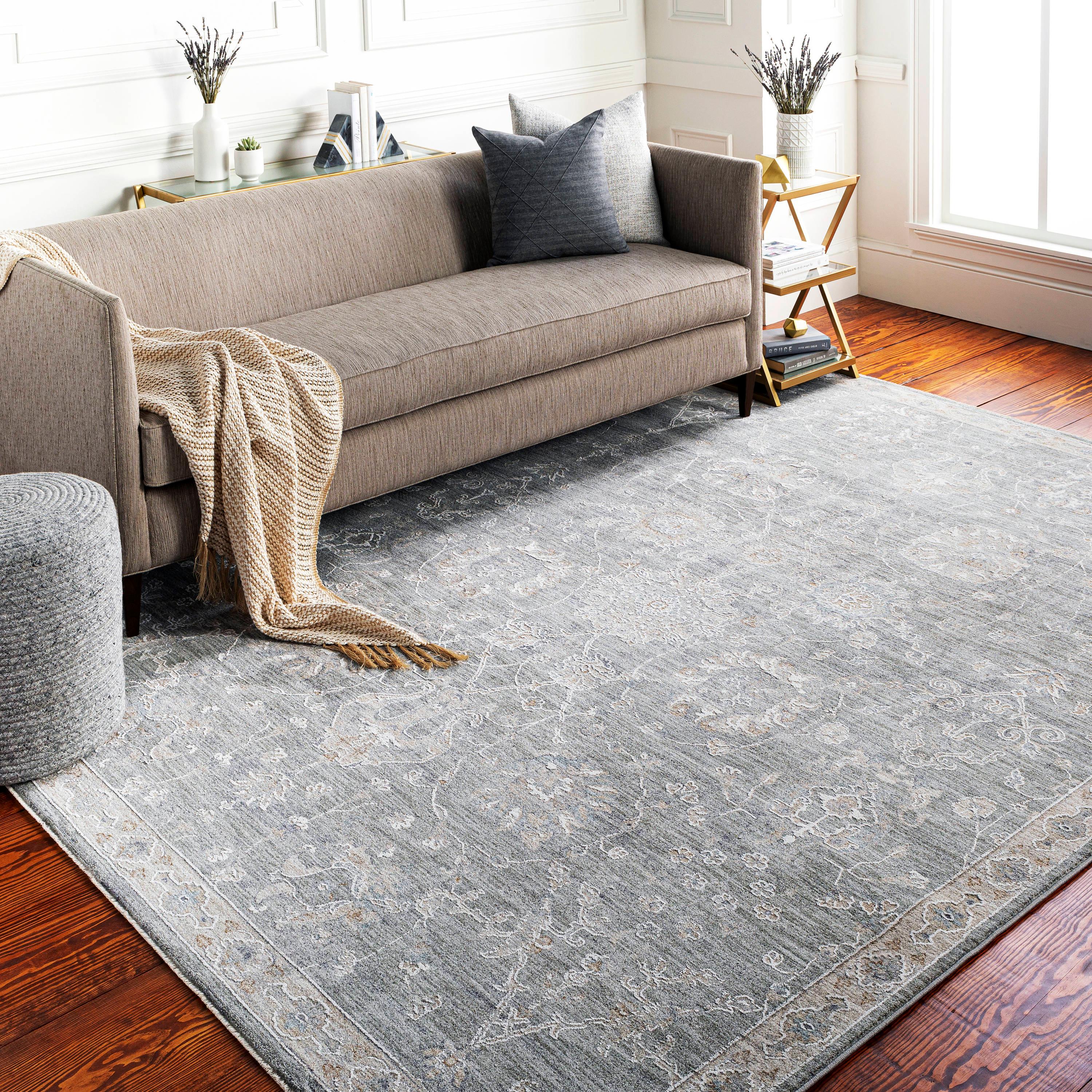 Reversible Easy-Care Avant Garde Gray Synthetic Round Rug, 5'3"