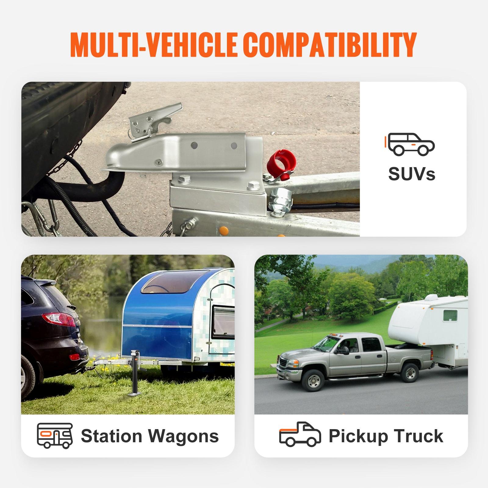 KFFKFF Straight Trailer Connector, Compatible with 2-Inch Hitch Ball, 3-Inch Channel, 5000 lbs Load Limit, Robust Trailer Tongue Connector, Perfect for Hauling Station Wagons, Zinc Coated Surface