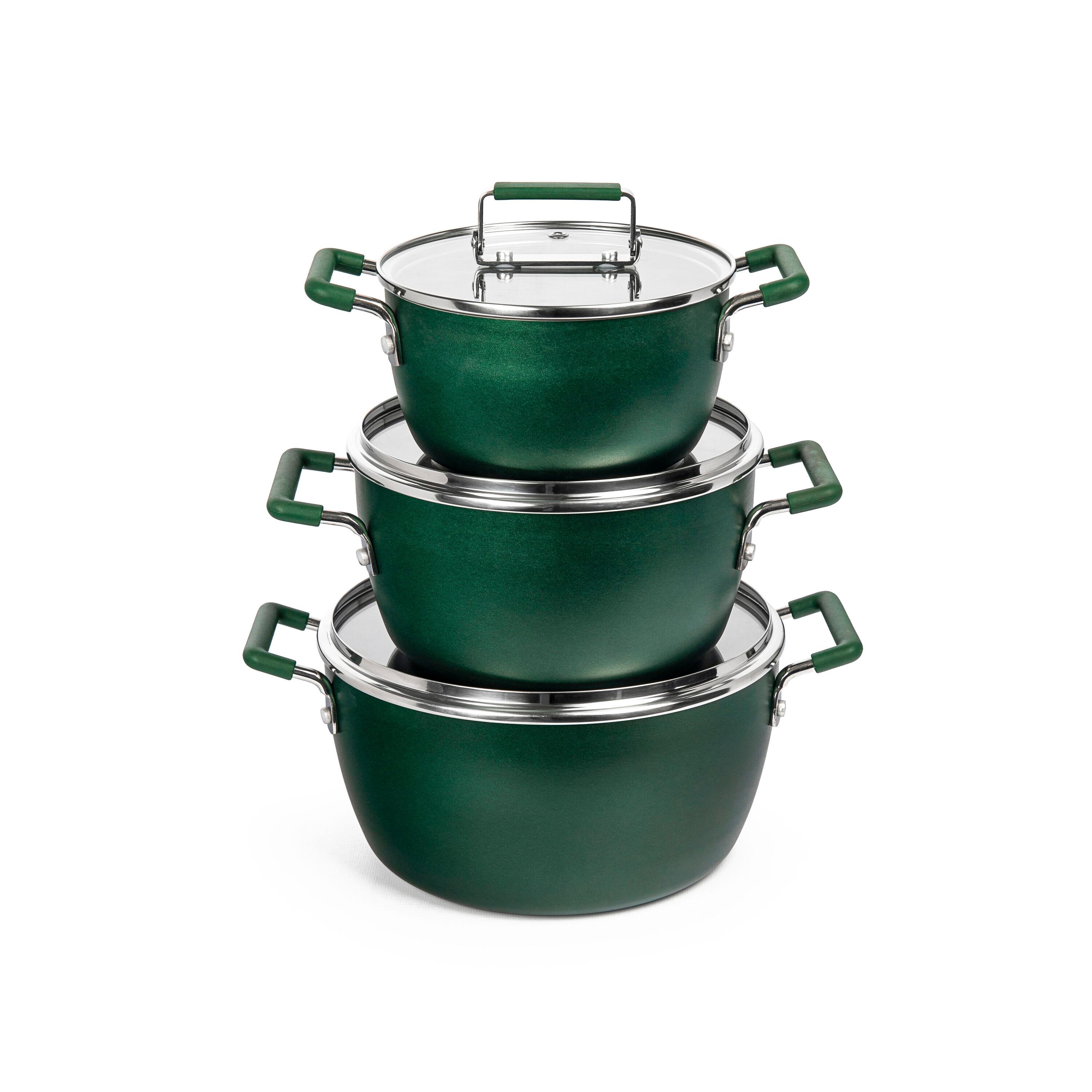 Granitestone 6 Piece Stackable Nonstick Nesting Pots with Lids, Dishwasher Safe