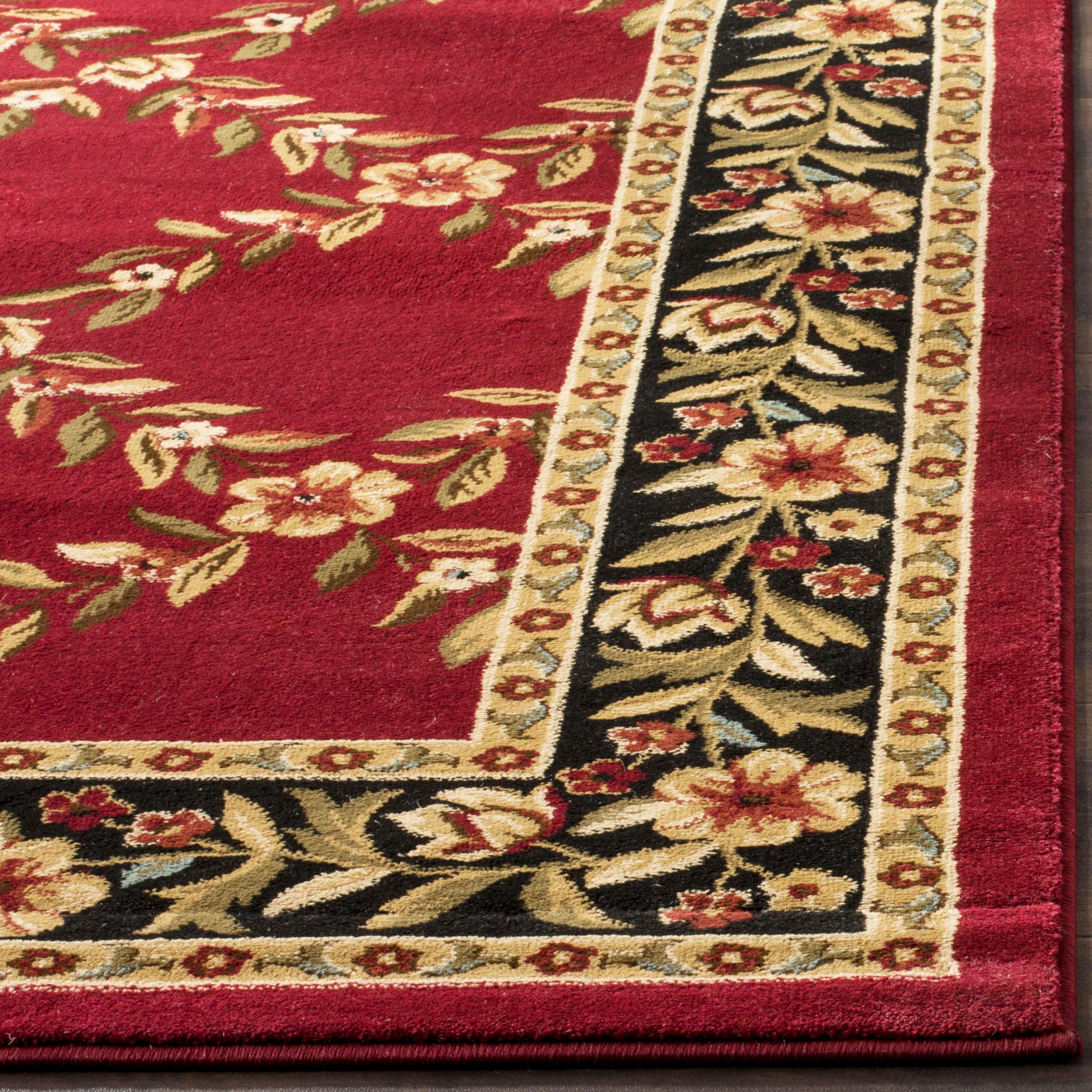 Safavieh Lyndhurst Open Floral 7 x 7 (ft) Loomed Polypropylene Red/Black Square Indoor Floral/Botanical Oriental Area rug