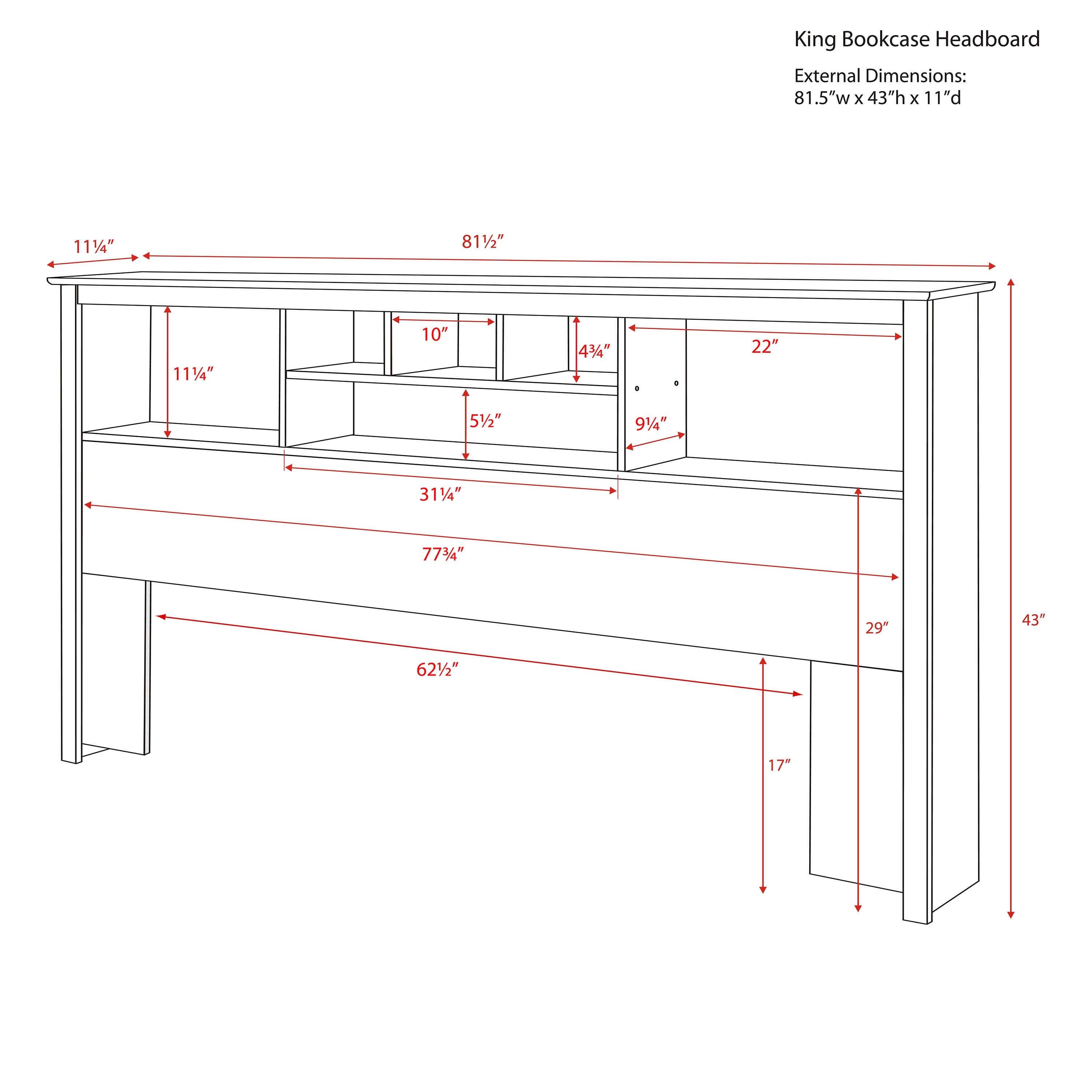 King Bookcase Headboard Drifted Gray - Prepac