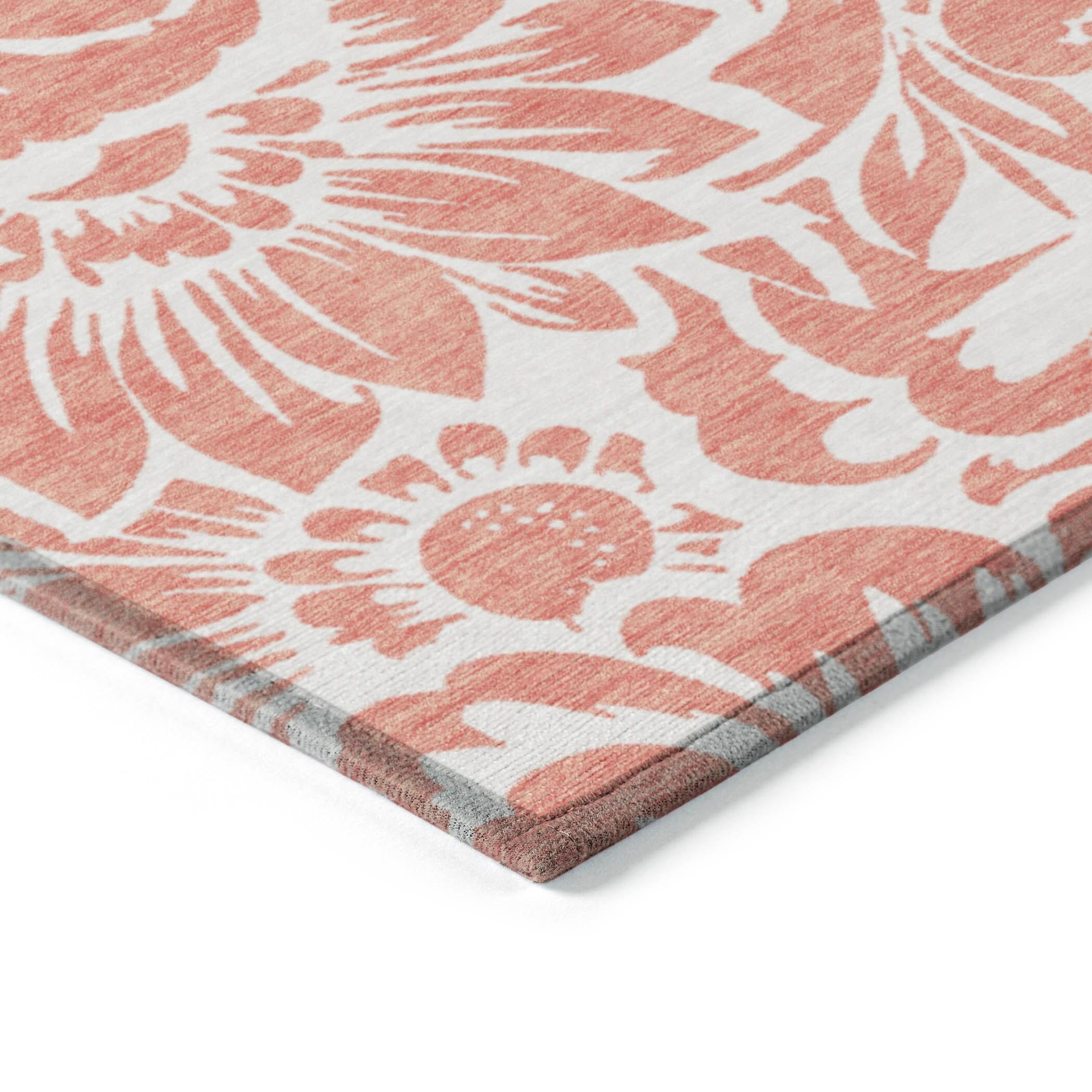 Addison Rugs Machine Washable Indoor/ Outdoor Whimsy Floral Chantille Rug Salmon - 9' x 12'