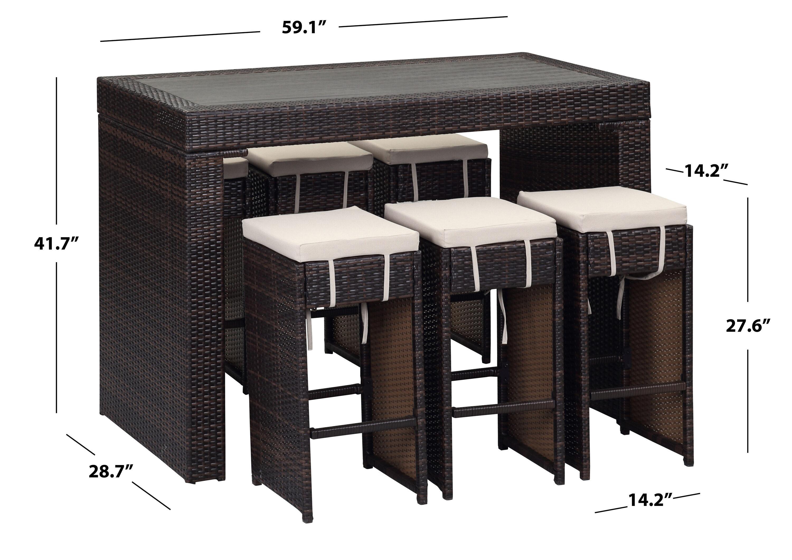 Sanders Outdoor Bar Set - Titanium/Sand - Safavieh