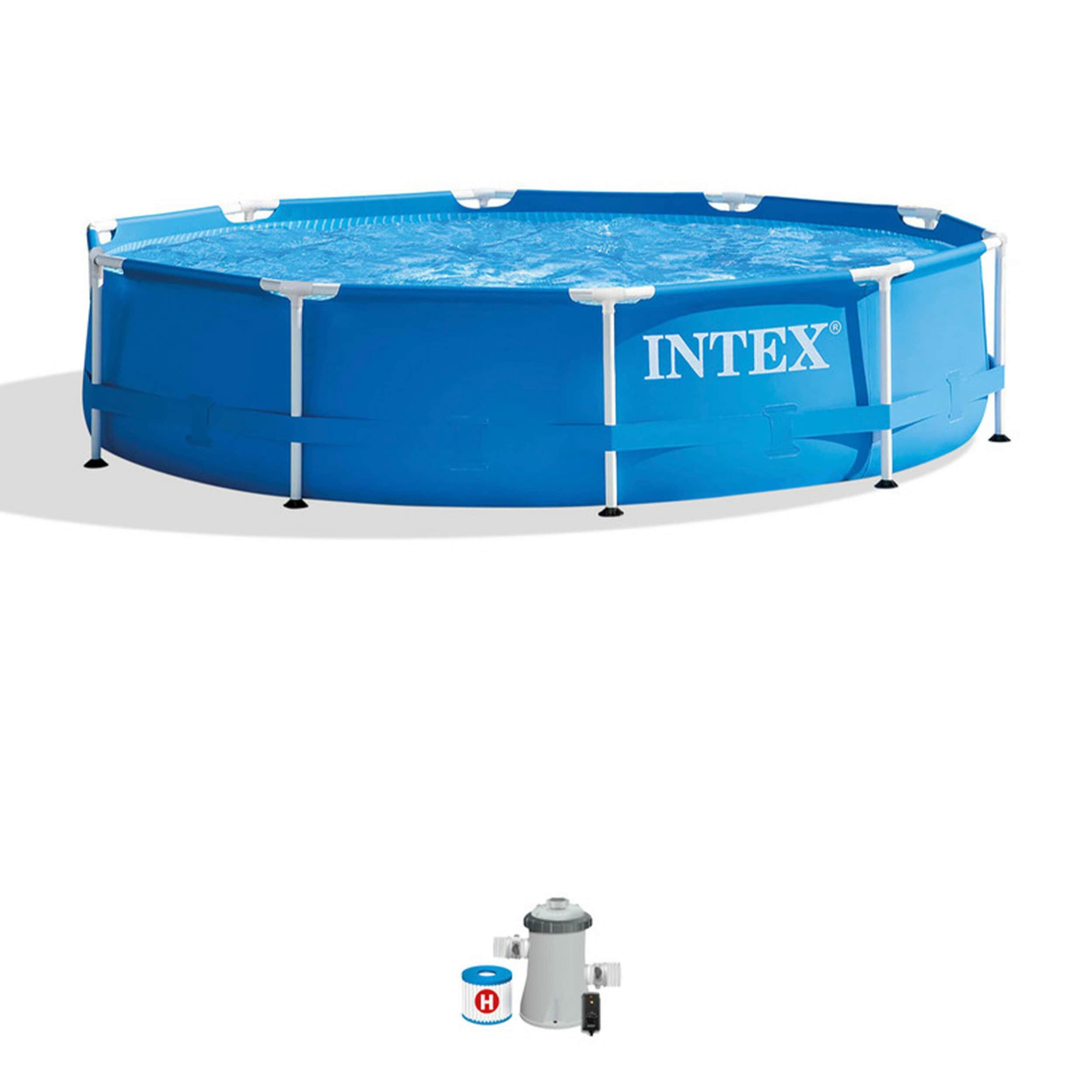 Intex Intex Metal Frame Round Above Ground Swimming Pool w/Pump