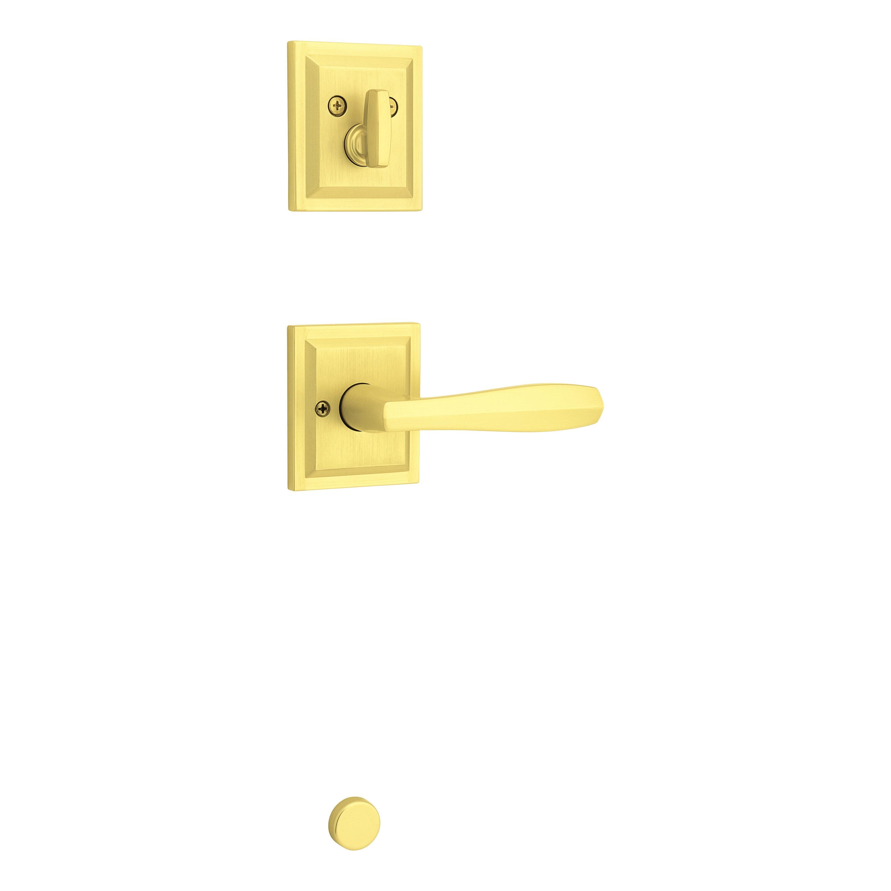 Baldwin Torrey Pines, Front Entry Handleset with Interior Lever, Featuring SmartKey Deadbolt Re-Key Technology and Microban Protection, in Satin Brass