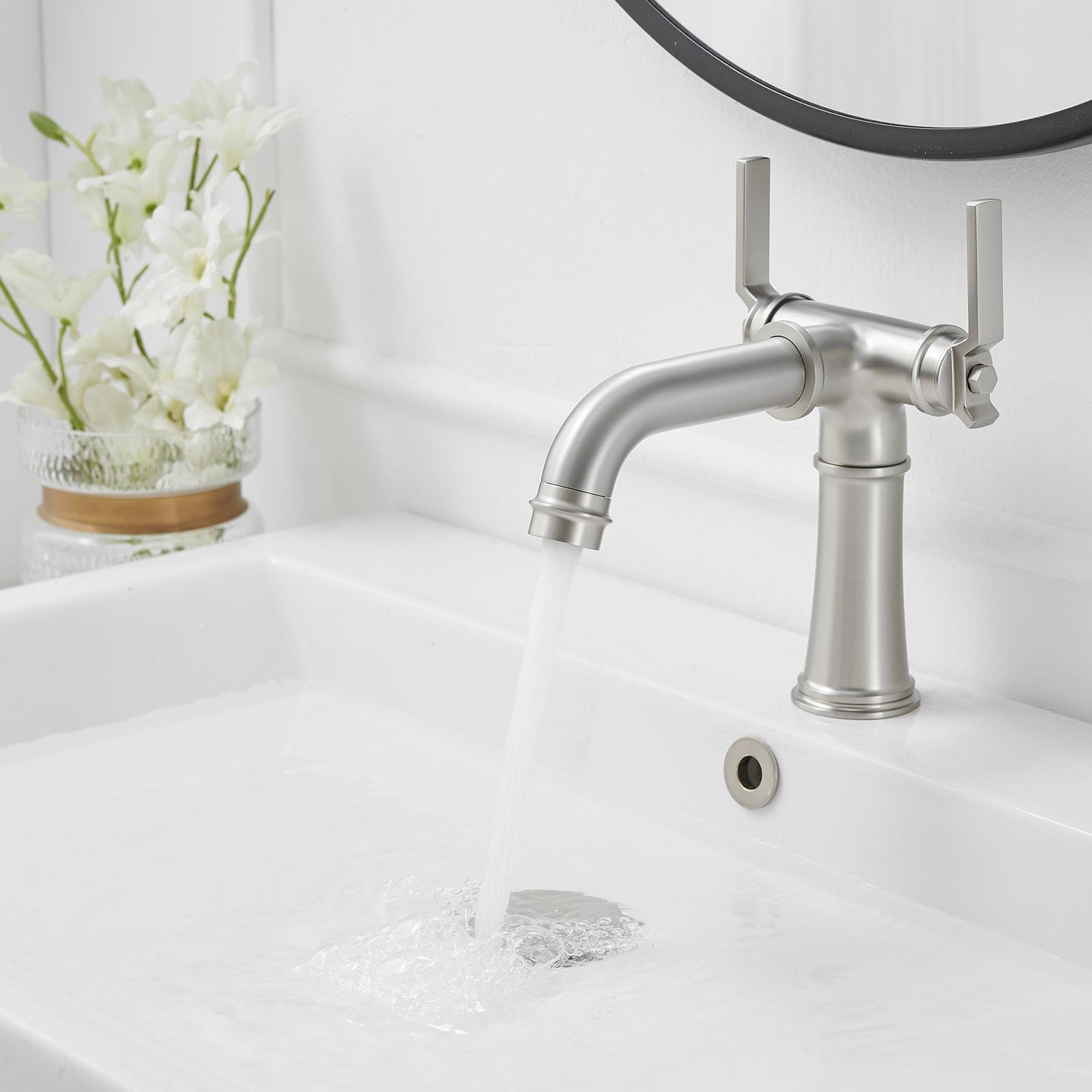 BWE Double Handle Industrial Style Bathroom Faucet Lavatory Mixer Tap Commercial Vanity