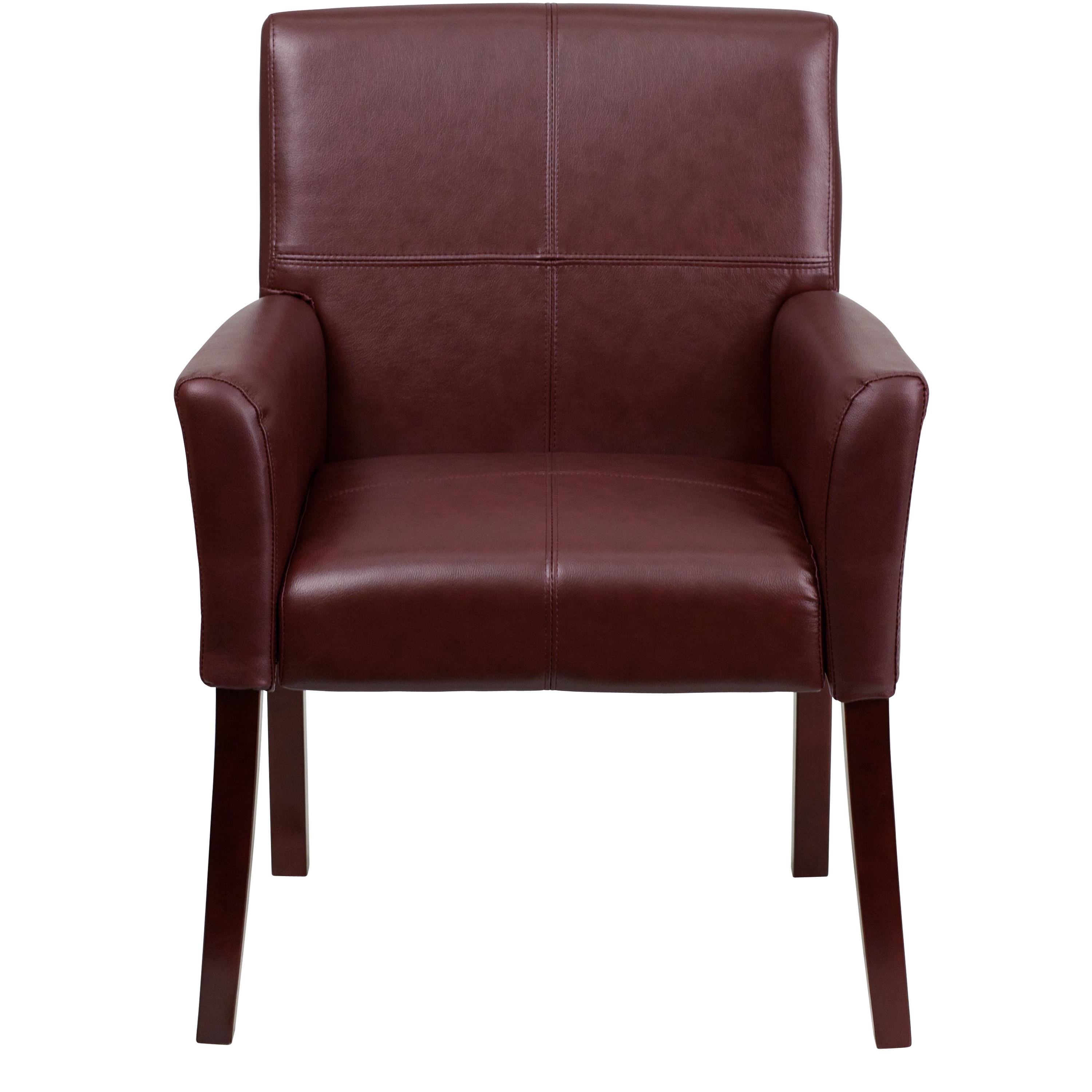 Paulson LeatherSoft Executive Side Reception Chair with Mahogany Legs