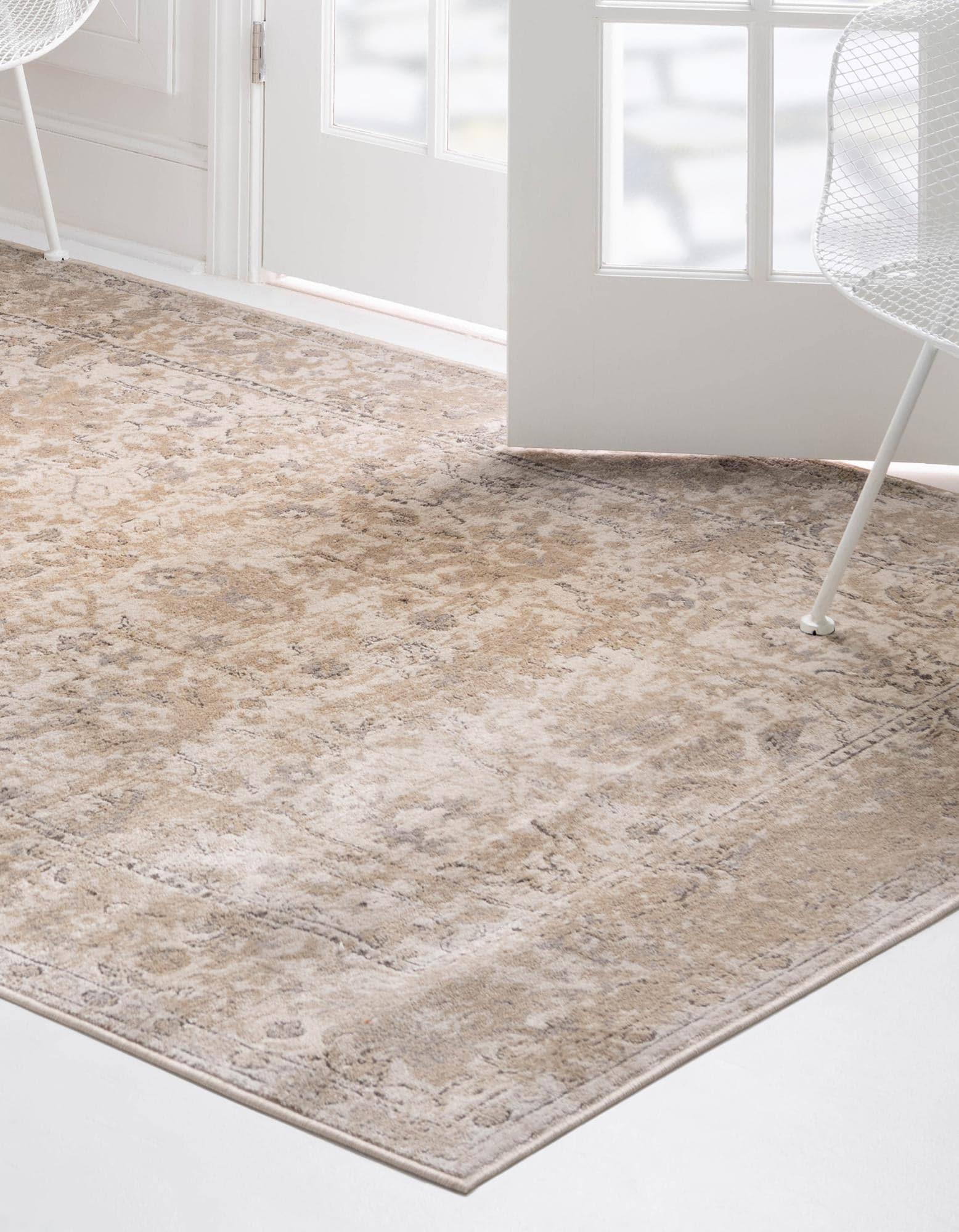 Unique Loom Portland Collection Area Rug - Central (7' 1" x 10' Rectangle Ivory/Gray)