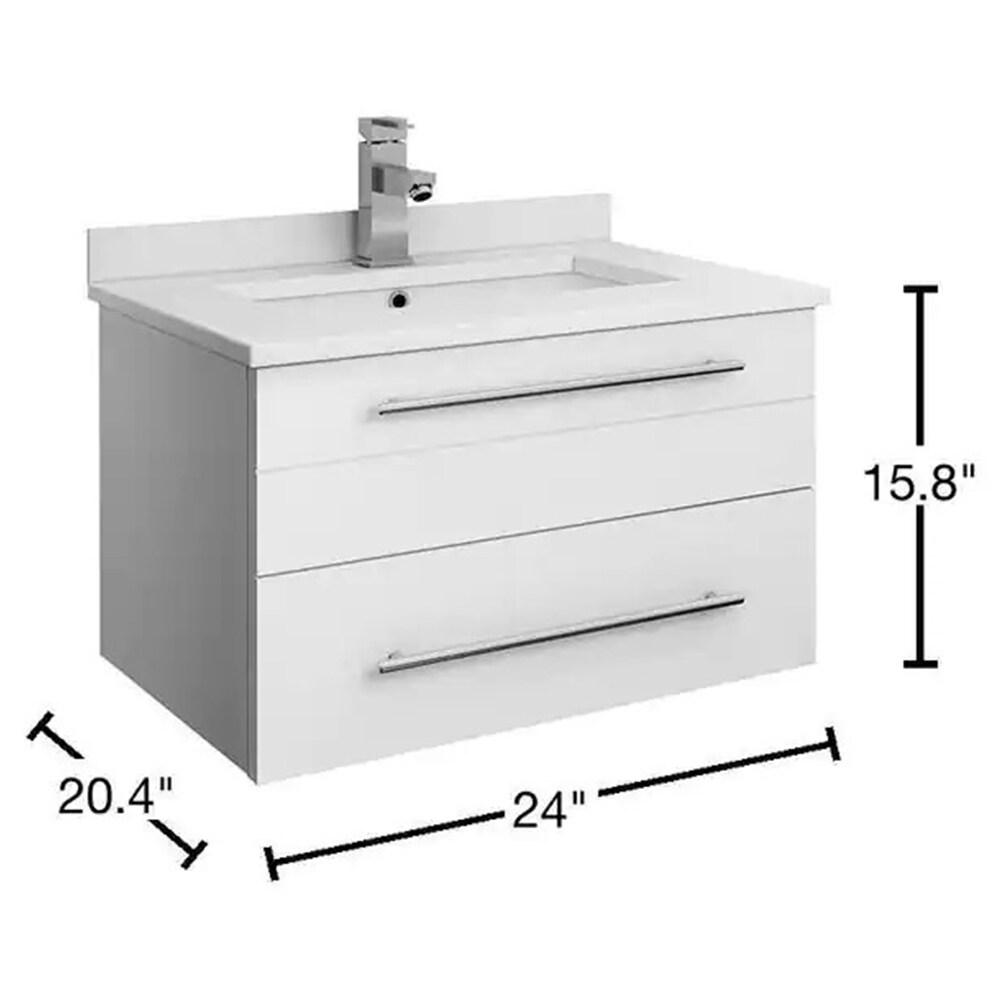 Lucera 24" Wall Mount Modern Single Sink Bathroom Vanity with Top and Undermount Sink