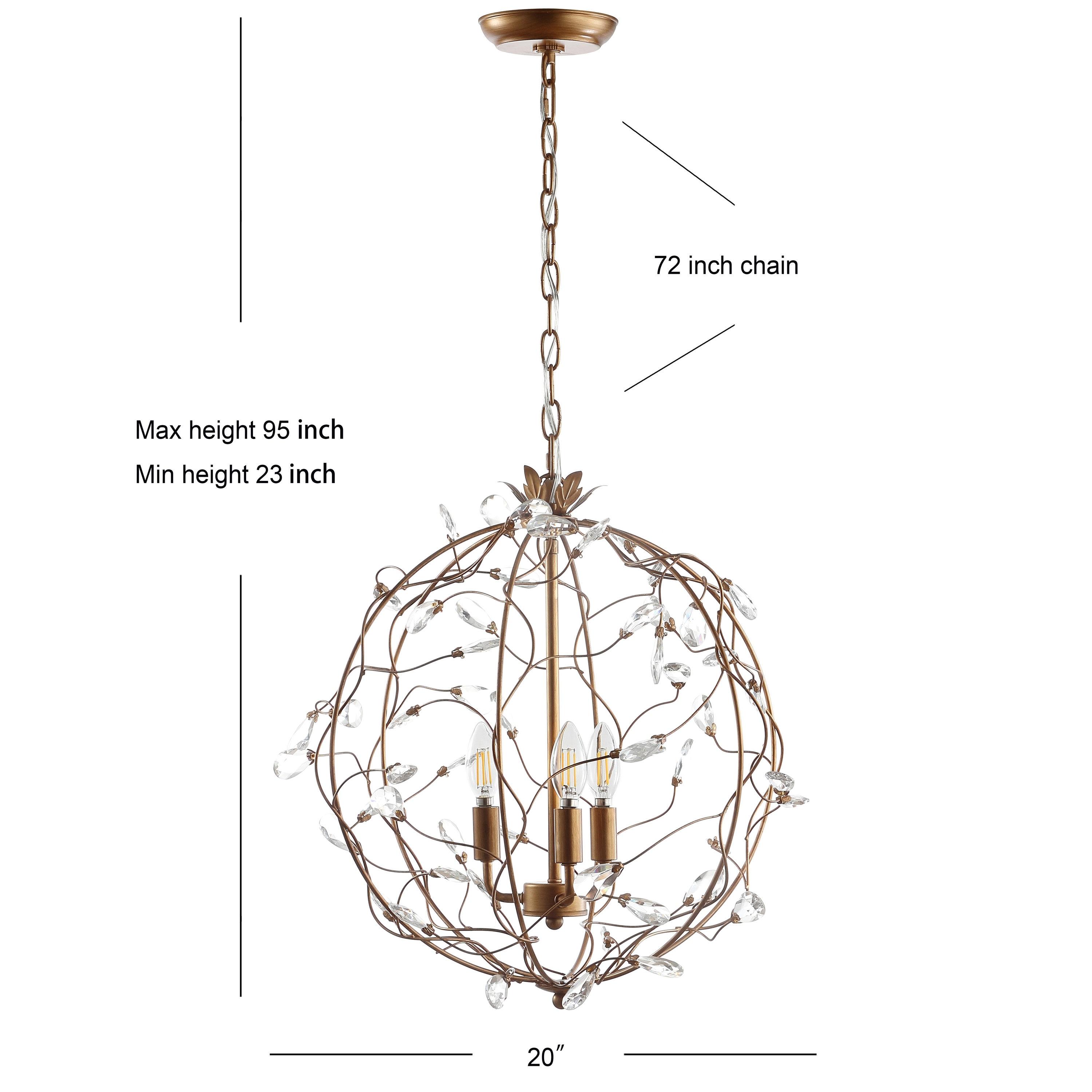 Isabelle 20" Adjustable Metal/Glass LED Pendant, Antique Gold