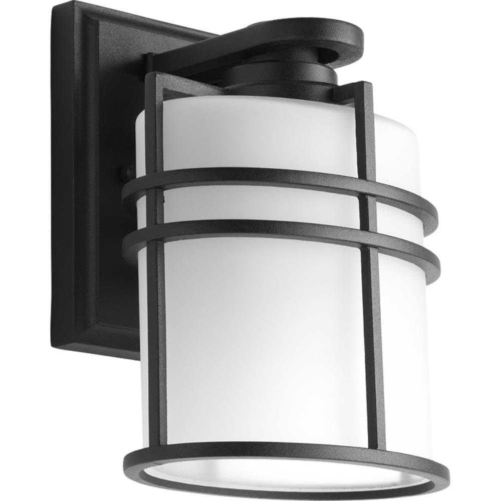 Progress Lighting Format 1-Light Small Wall Lantern, Black, Etched Glass Shade