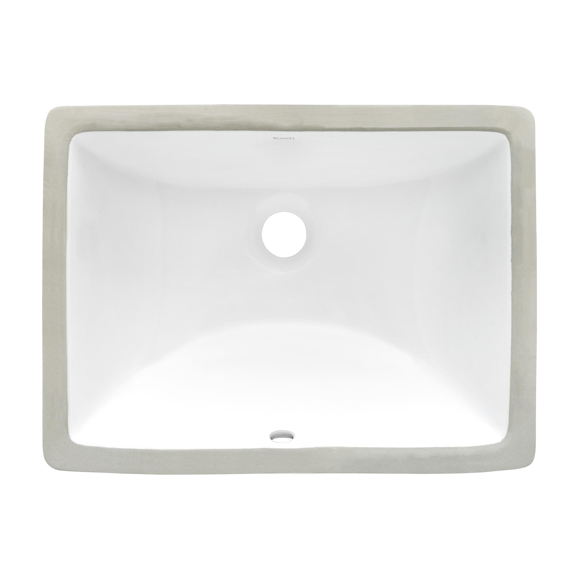 Ruvati 18 x 13 inch Undermount Bathroom Sink White Rectangular Porcelain Ceramic with Overflow