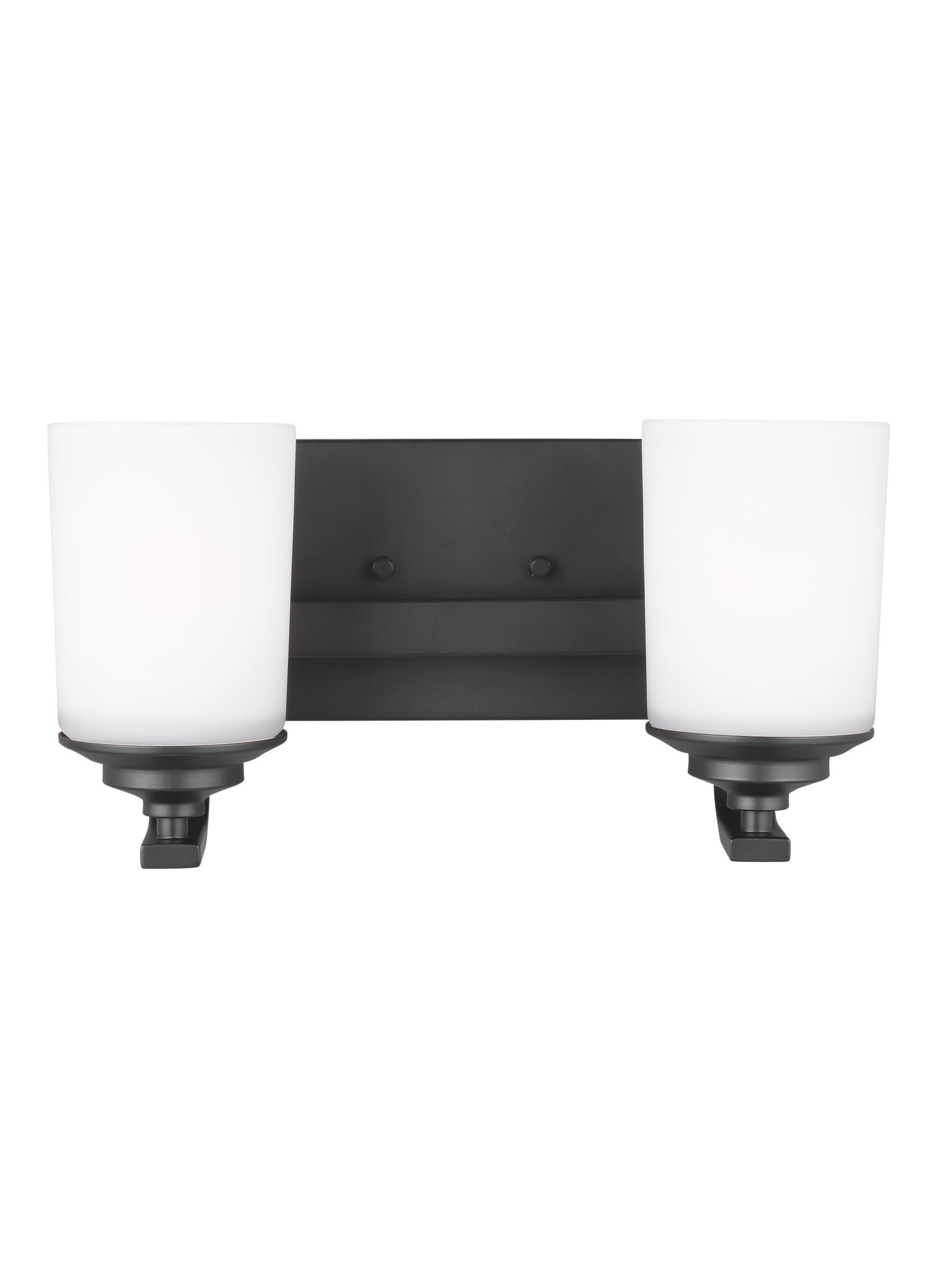 Midnight Black 2-Light Vanity Wall Sconce with Etched White Glass